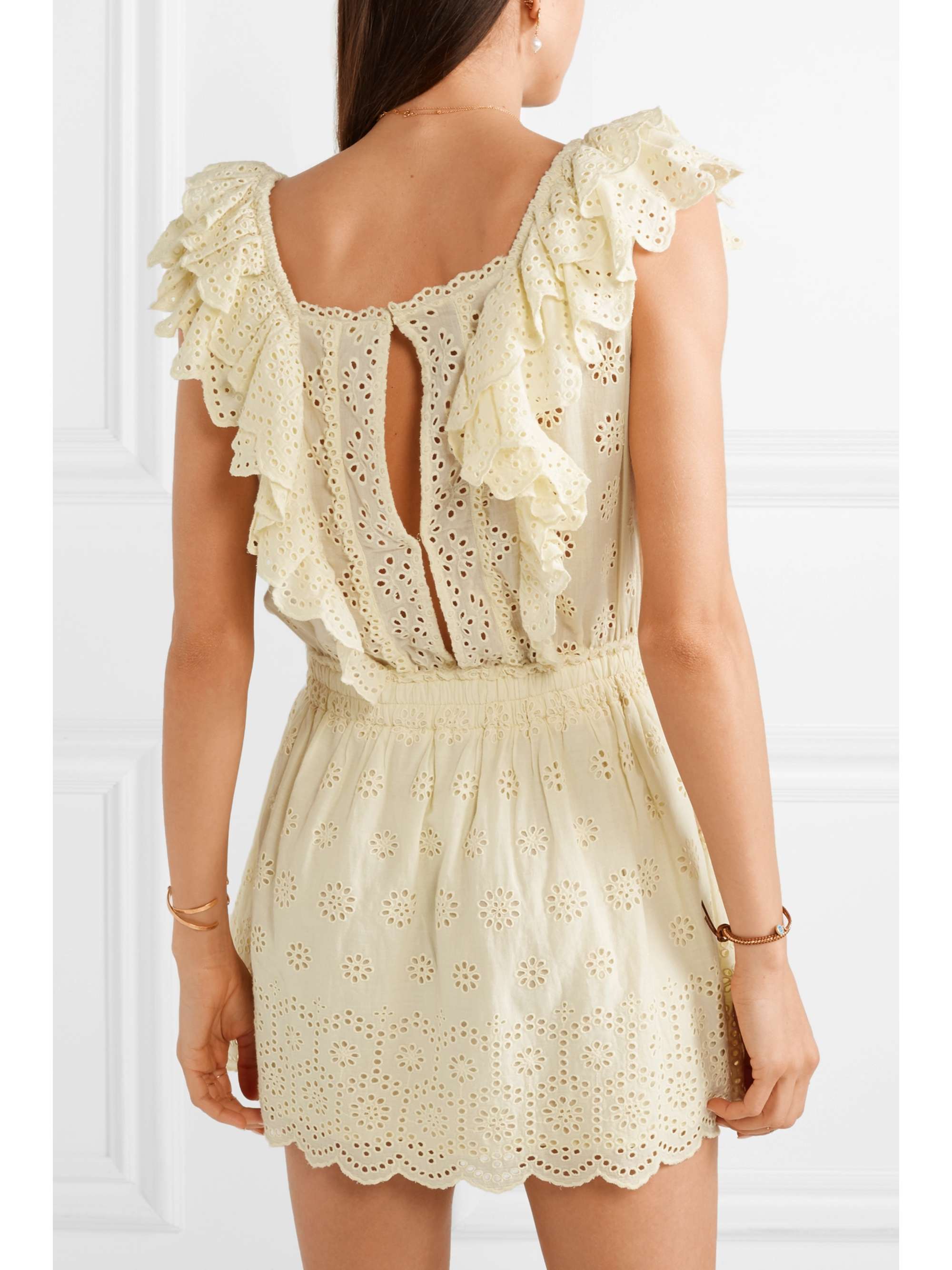LOVESHACKFANCY Dora ruffled broderie anglaise cotton mini dress