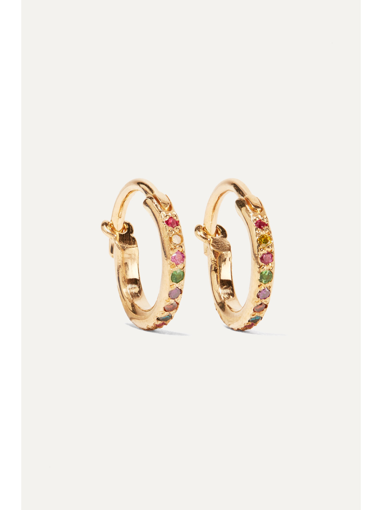 Mini Rainbow 18-karat Gold Multi-stone Earrings
