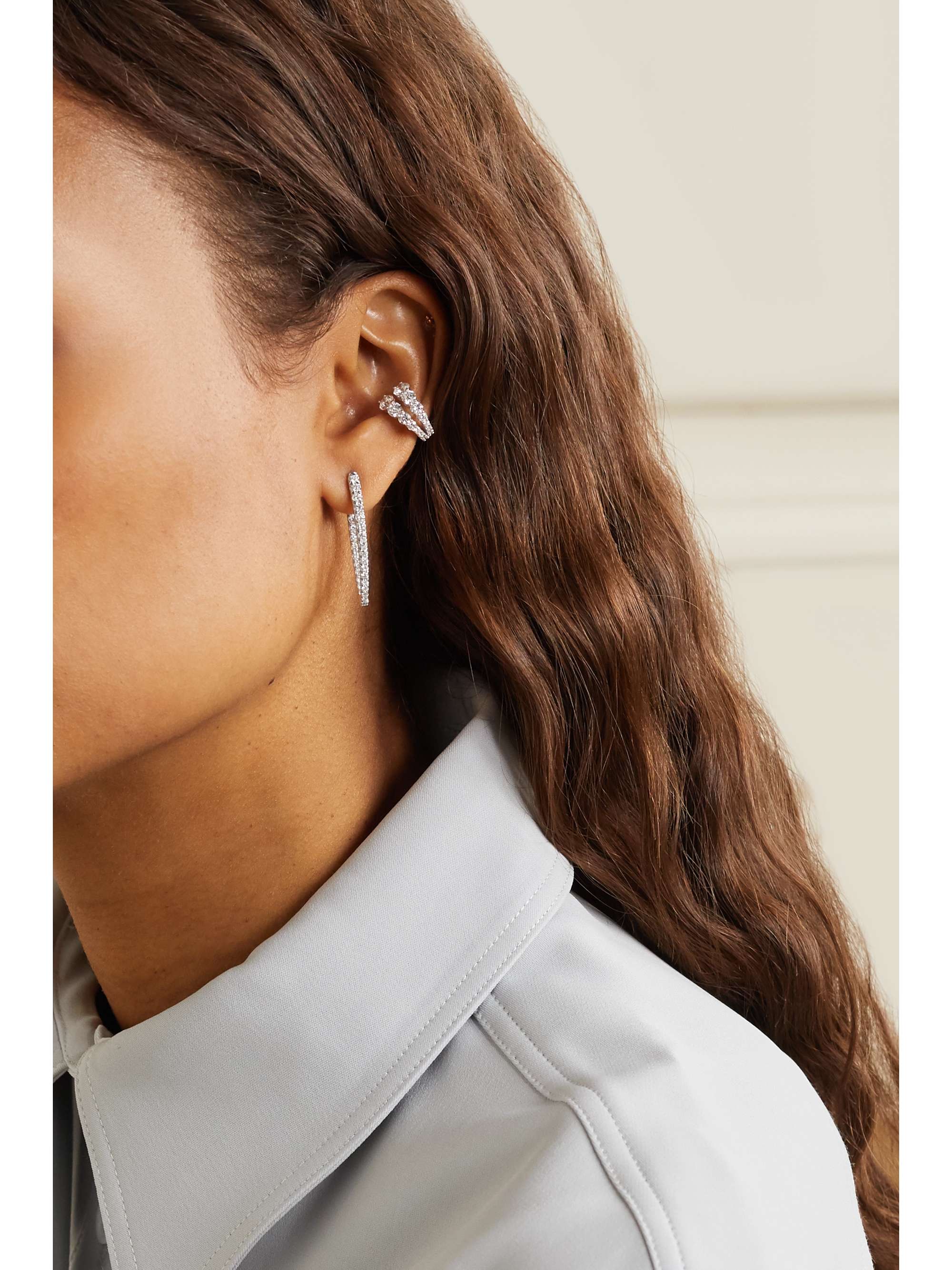 MELISSA KAYE Cristina medium 18-karat gold, diamond and enamel earrings