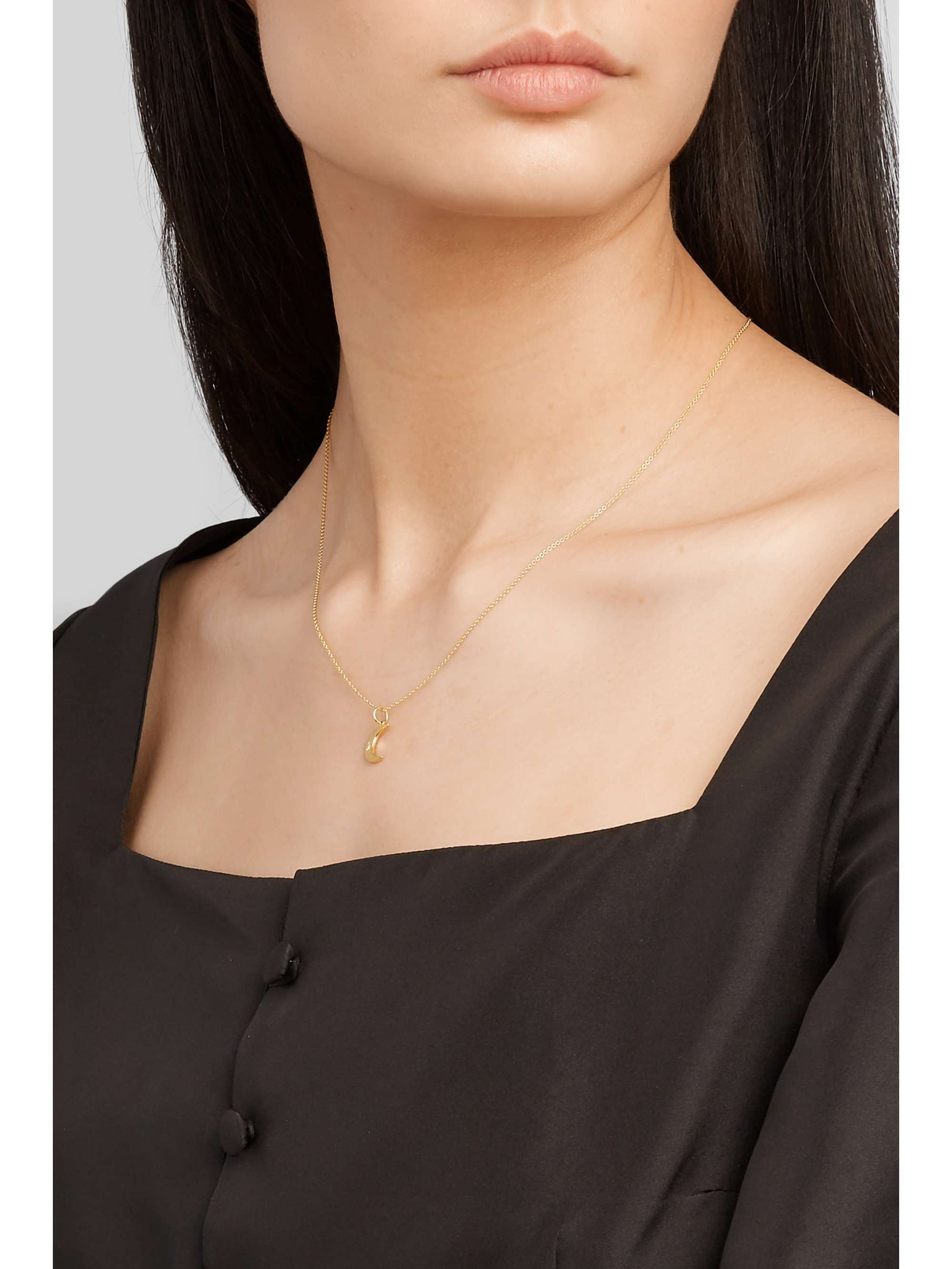ANDREA FOHRMAN Crescent Moon 18-karat gold diamond necklace