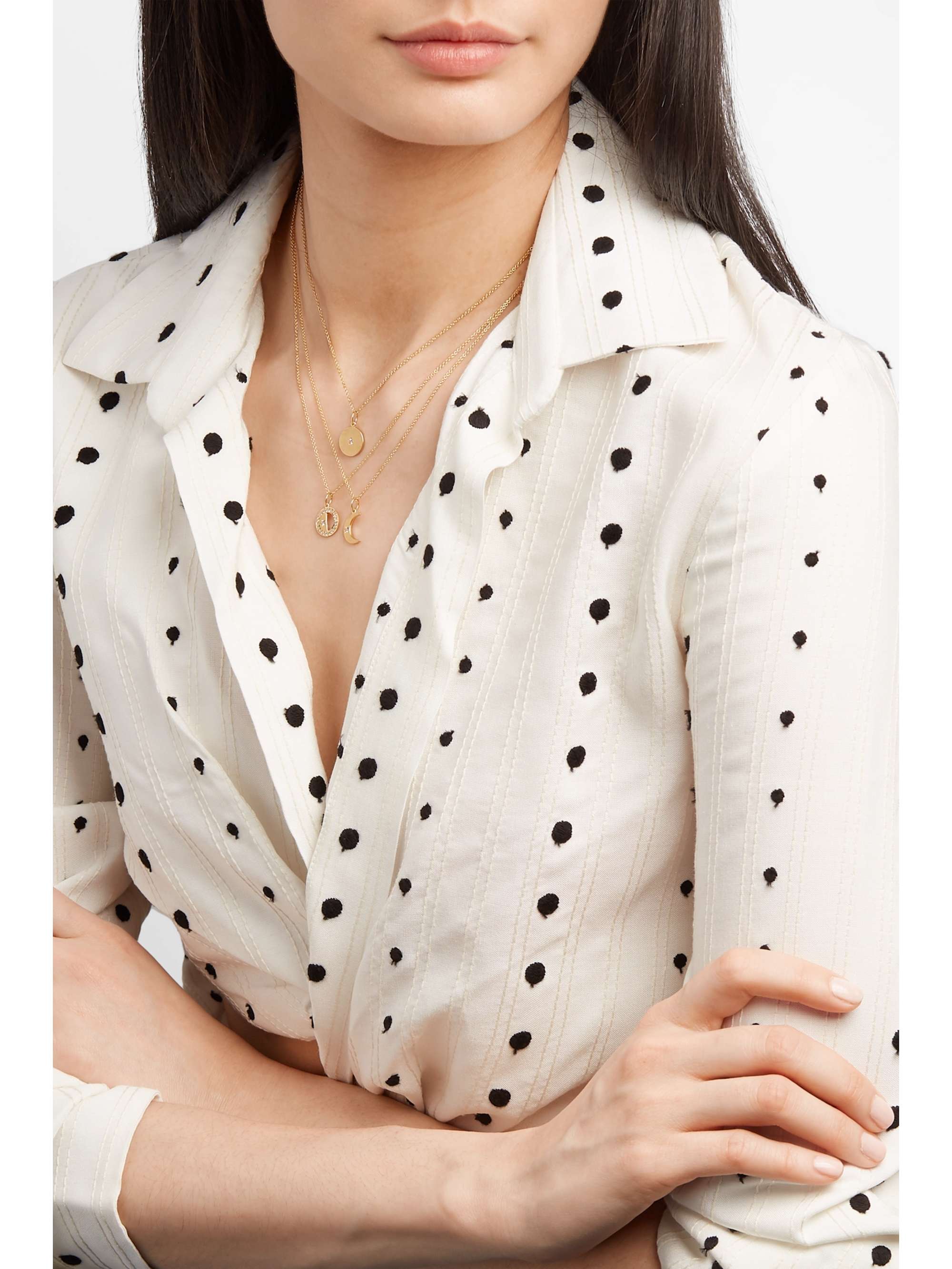 ANDREA FOHRMAN Half Moon 18-karat gold diamond necklace