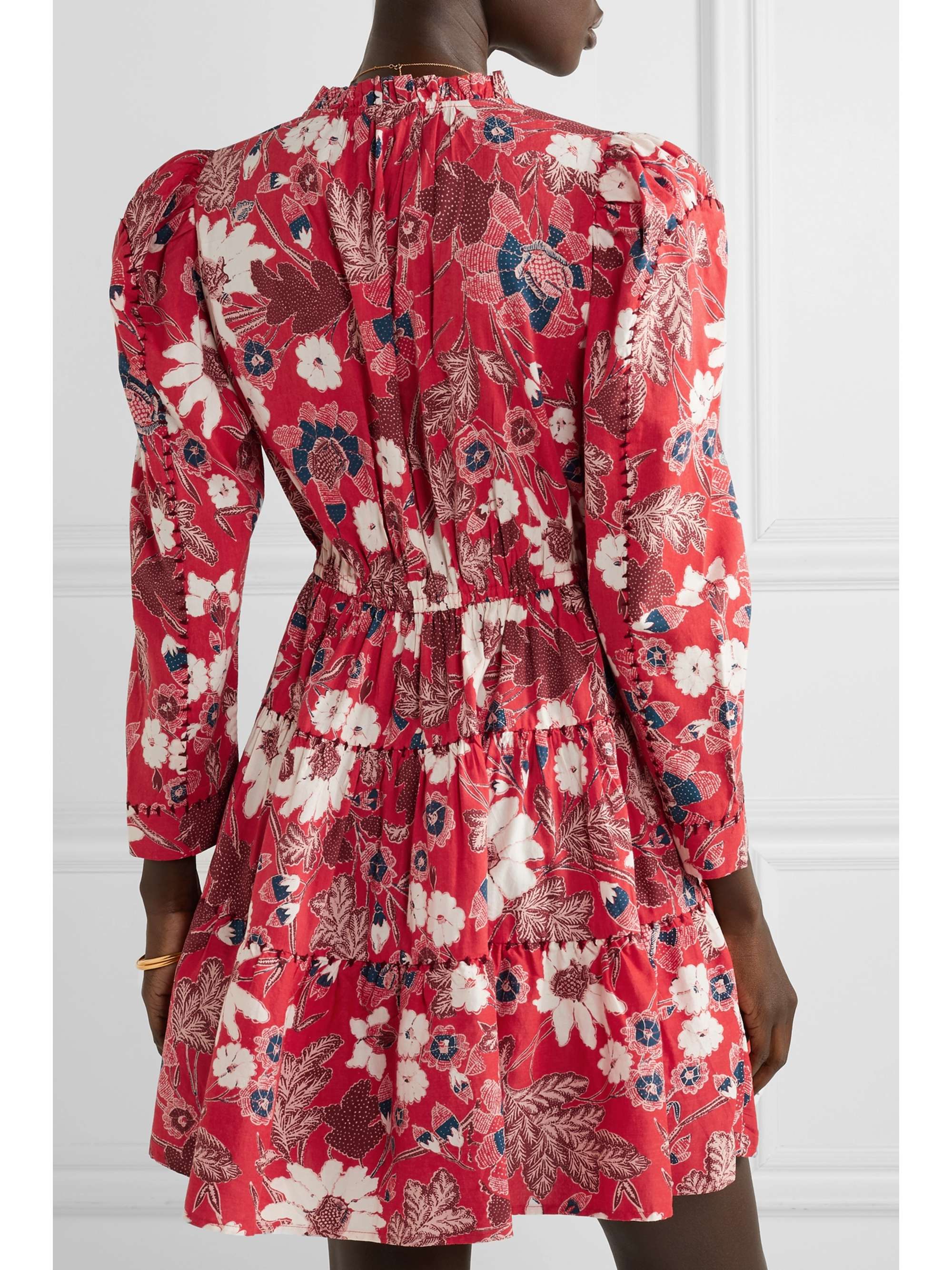 ULLA JOHNSON Liv tiered floral-print cotton-blend voile mini dress