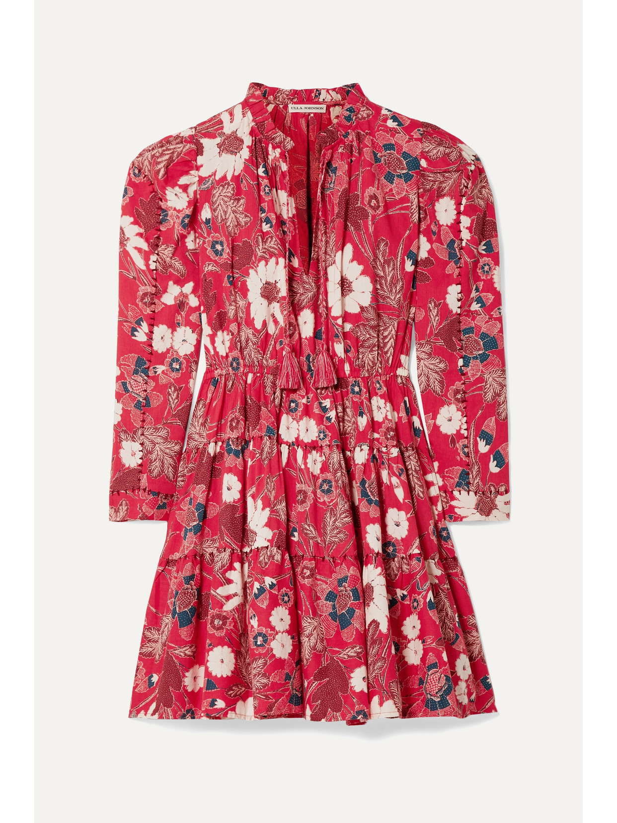 Ulla Johnson Liv Tiered Floral-print Cotton-blend Voile Mini Dress In Multi