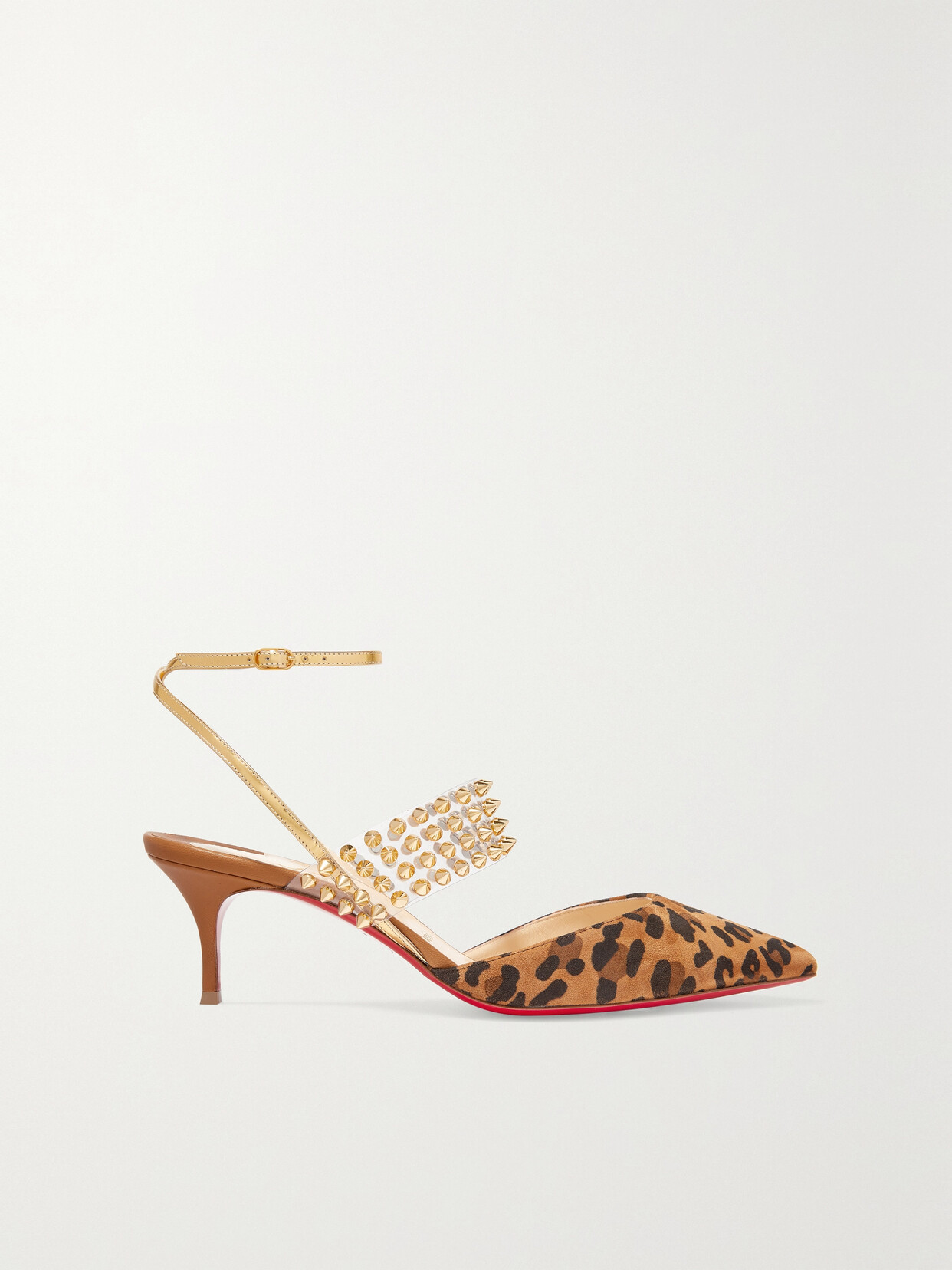 Christian Louboutin Levita 55 Spiked Pvc, Mirrored-leather And Leopard-print Suede Pumps In Animal Print