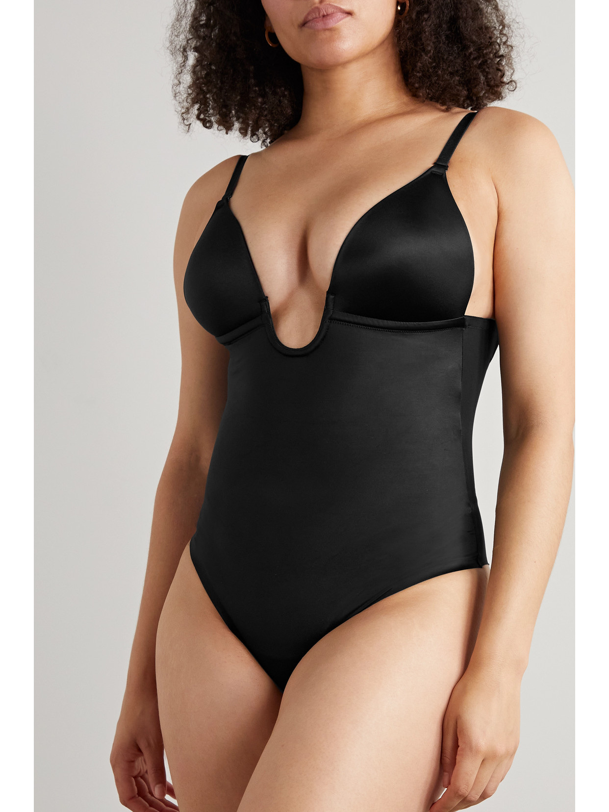 Shop Spanx Suit Your Fancy Stretch-jersey Thong Bodysuit In Black