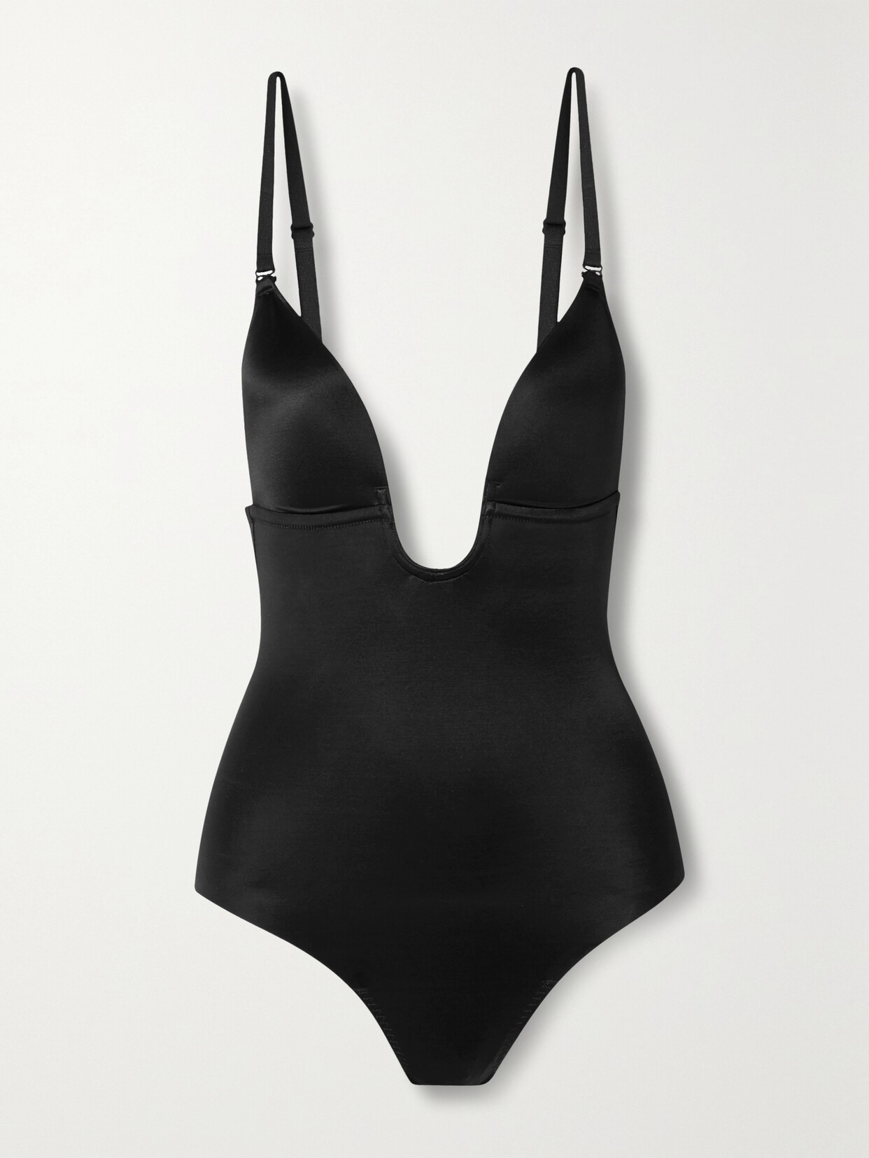 Shop Spanx Suit Your Fancy Stretch-jersey Thong Bodysuit In Black