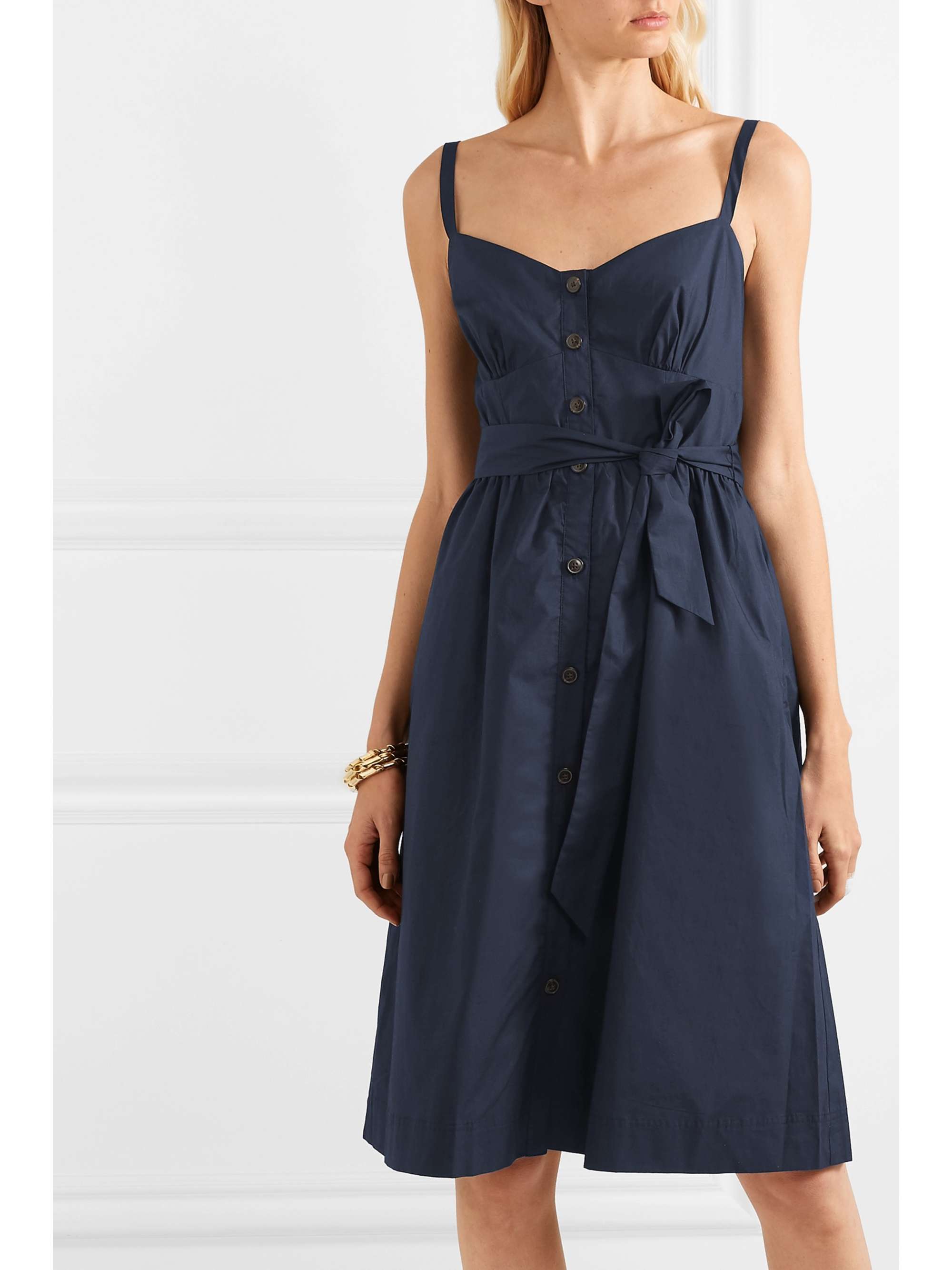 J.CREW Rossini belted cotton-poplin dress