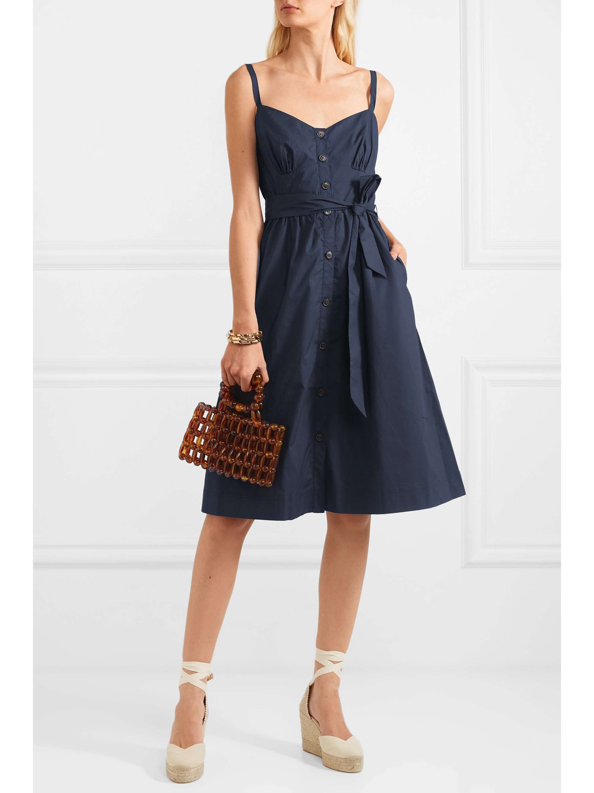 J.CREW Rossini belted cotton-poplin dress