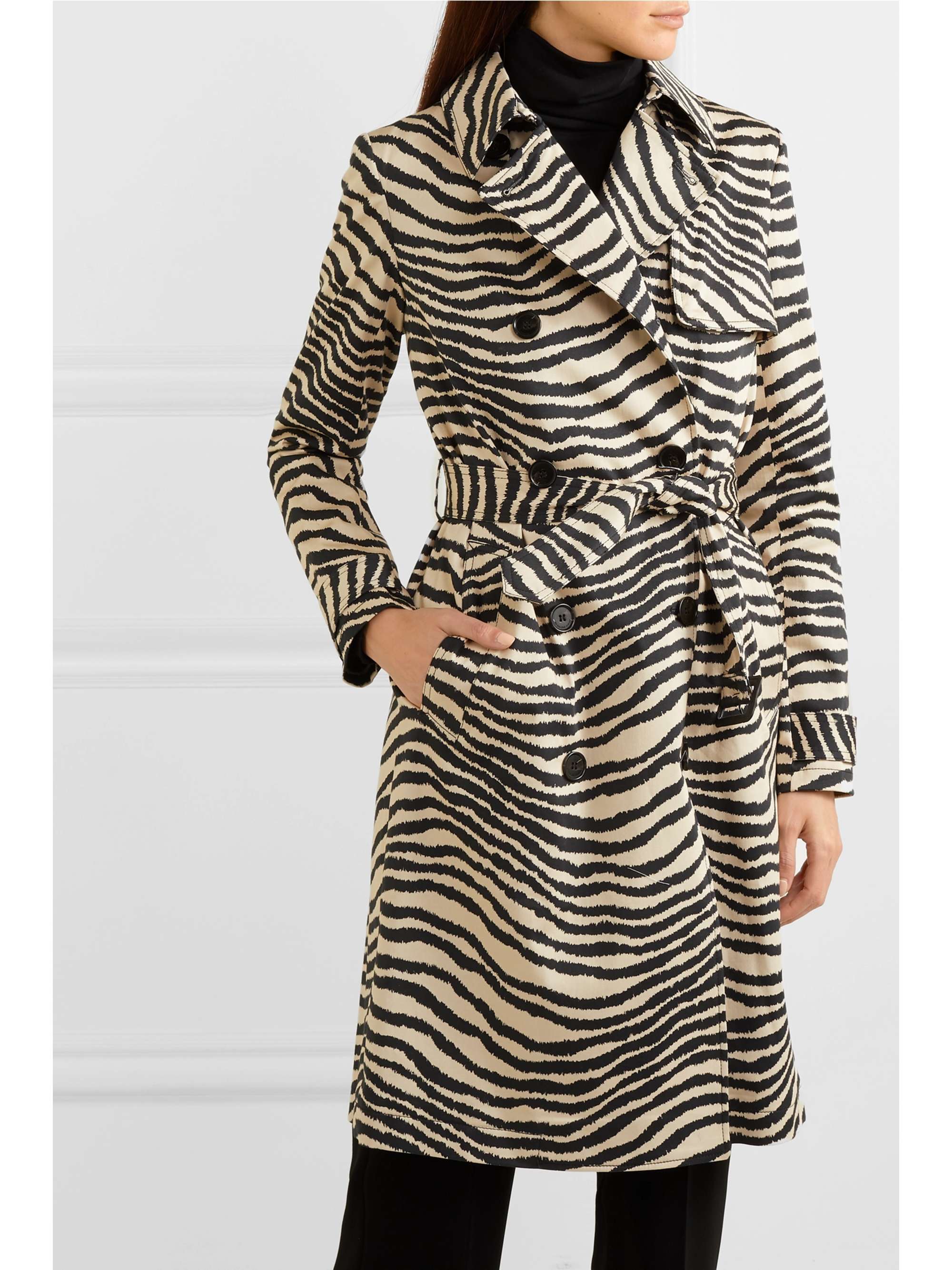BY MALENE BIRGER Rainie zebra-print belted cotton-gabardine trench coat