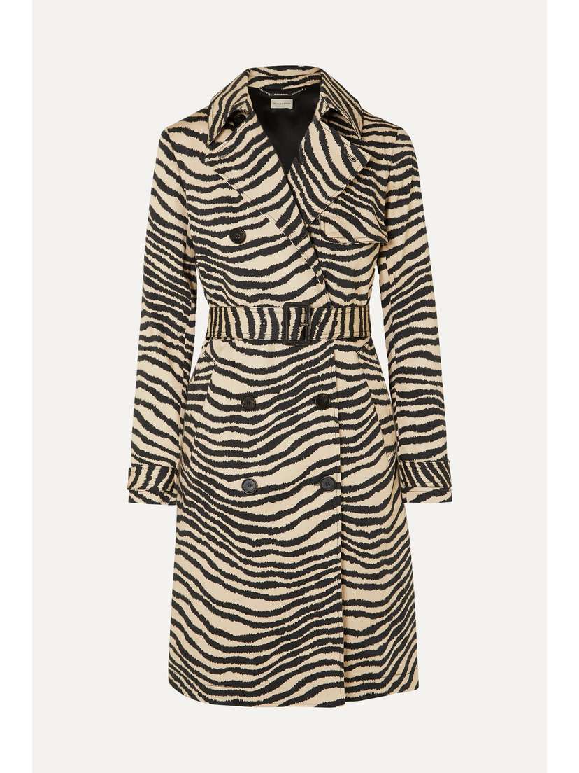 By Malene Birger Rainie Zebra-print Belted Cotton-gabardine Trench Coat