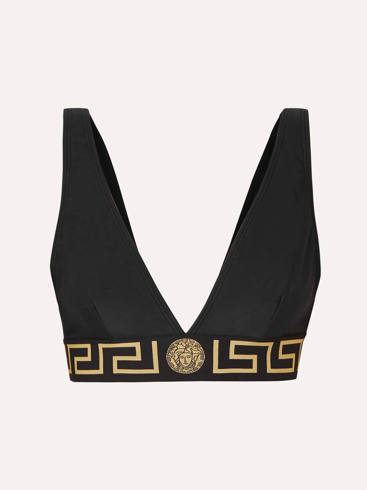 Shop Versace Triangle Bikini Top In Black