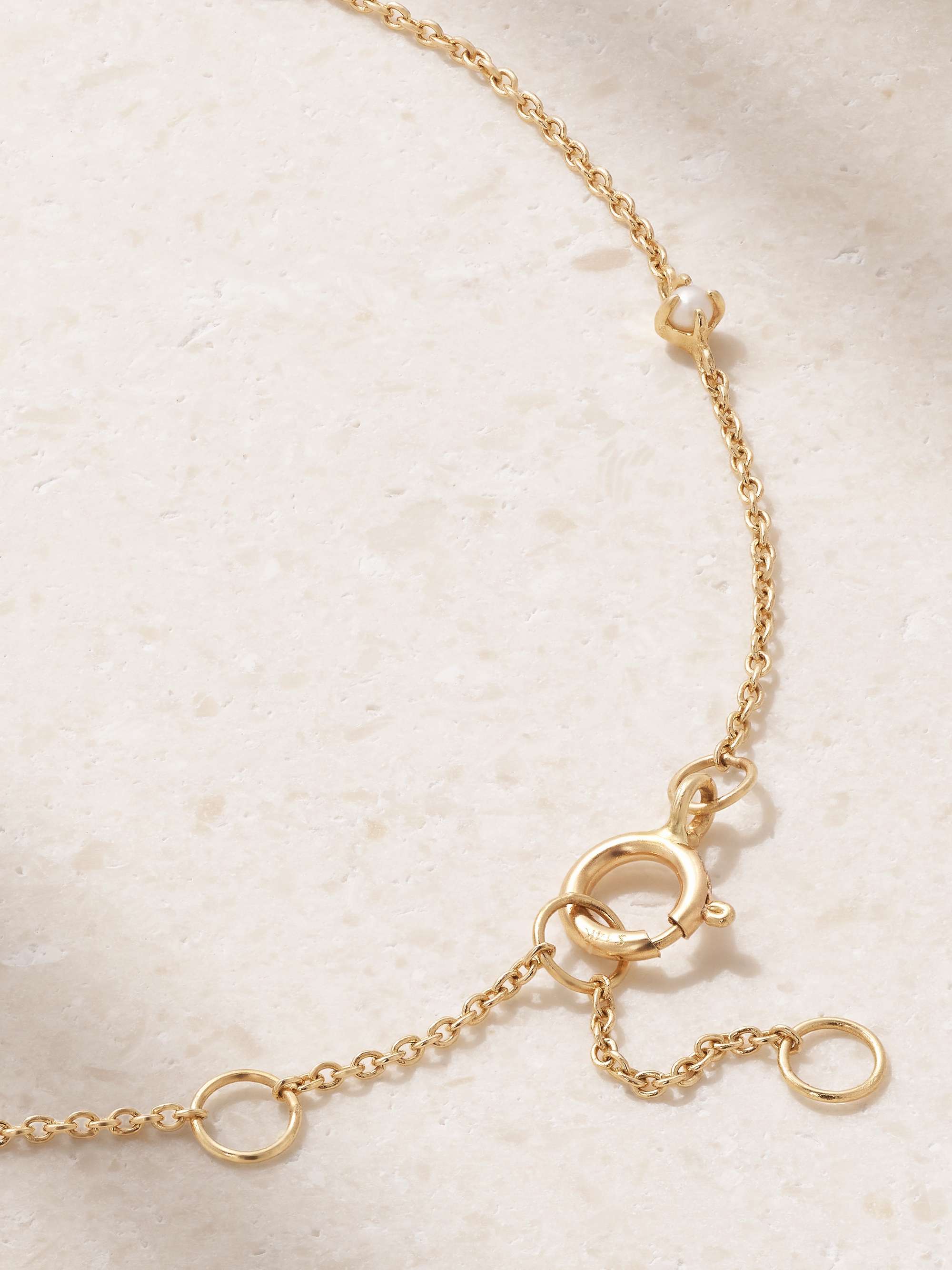 STONE AND STRAND Initial 14-karat gold pearl bracelet