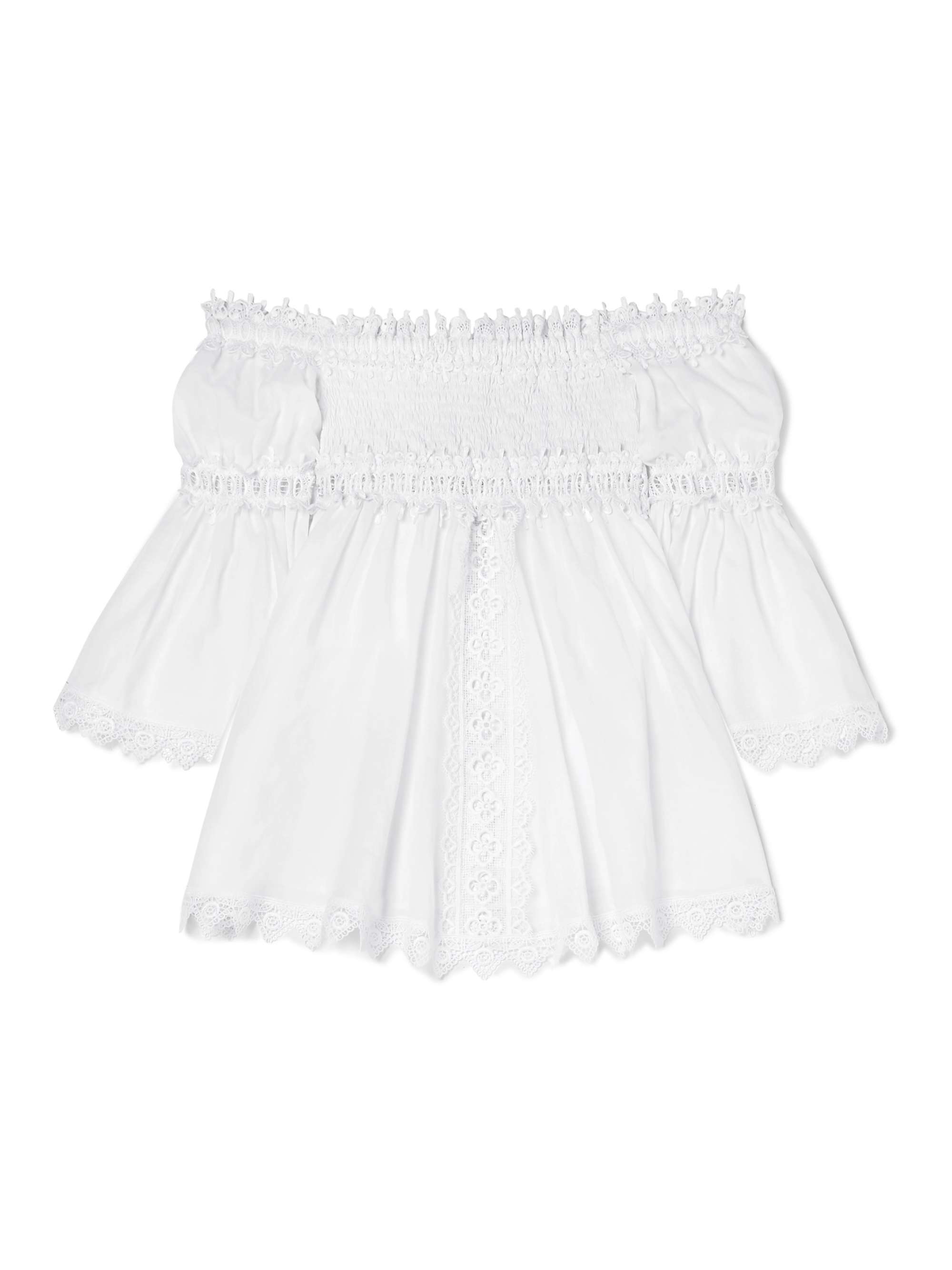 CHARO RUIZ KIDS Maya crocheted lace-paneled cotton-blend top