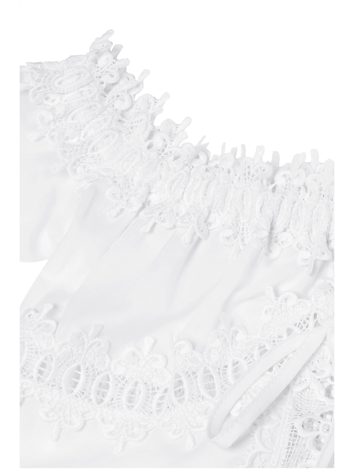 Charo Ruiz Off-the-shoulder Crocheted Lace-paneled Cotton-blend Top In White