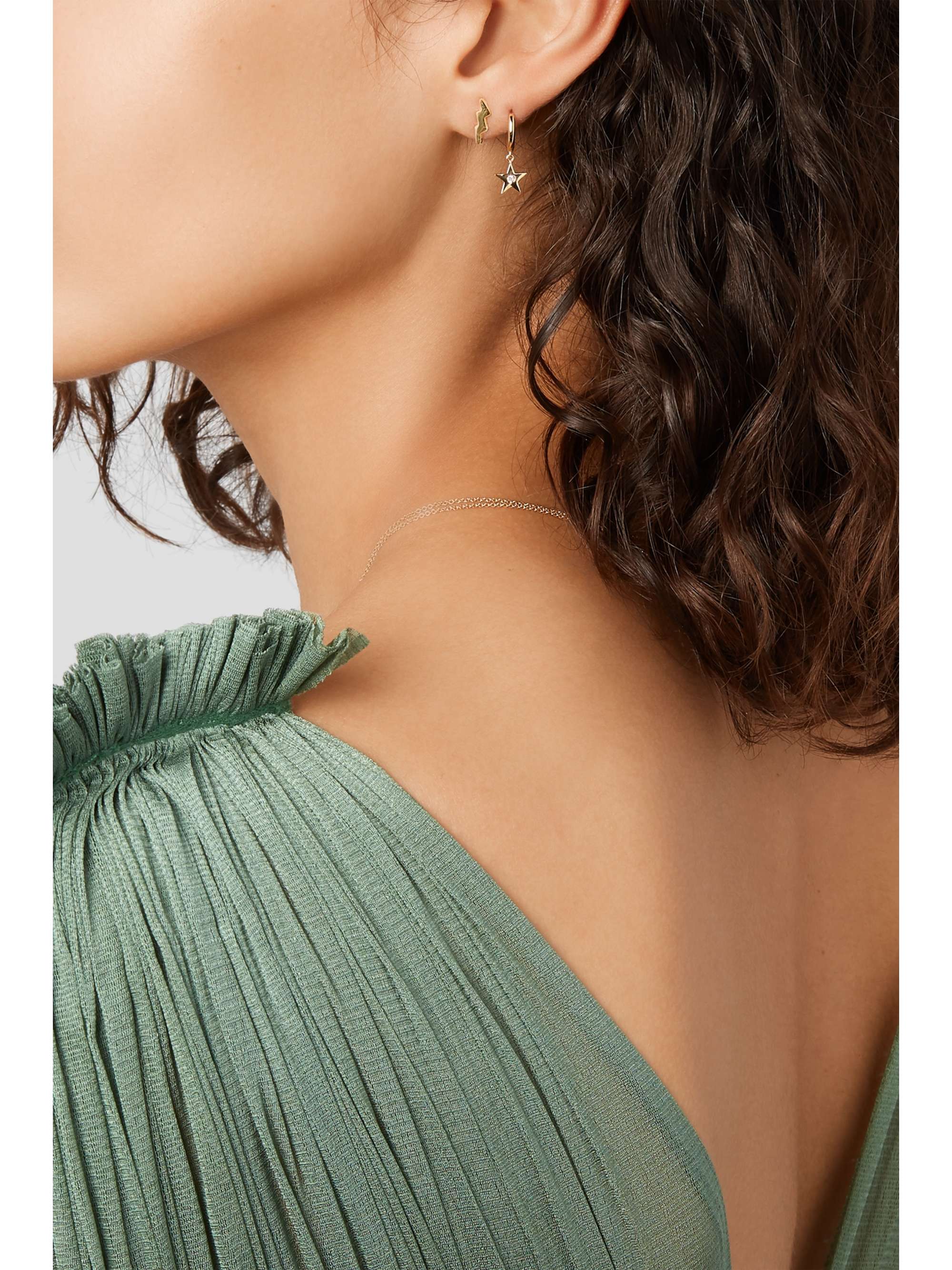 ANDREA FOHRMAN Mini Lightning Bolt 14-karat gold diamond single earring