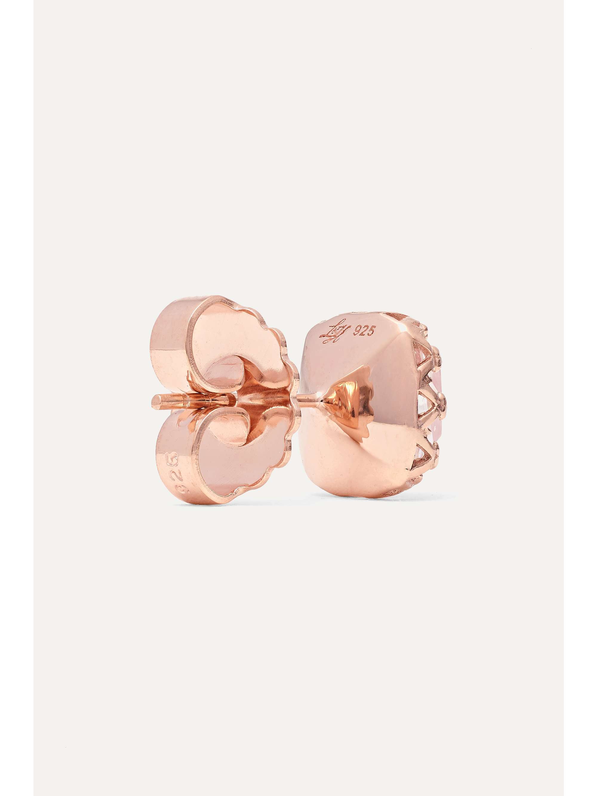 LARKSPUR & HAWK Jane small 18-karat rose gold-dipped quartz earrings