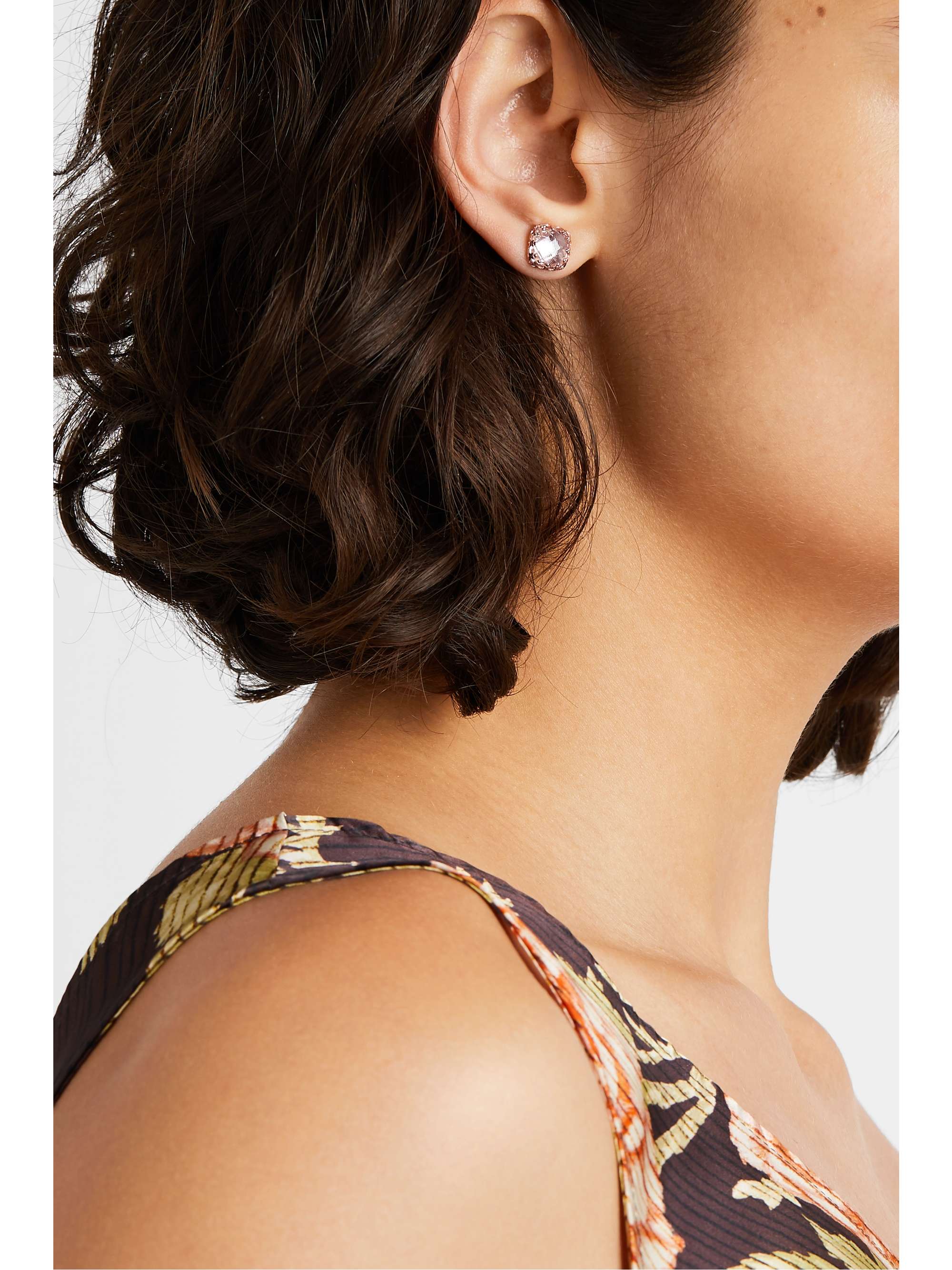 LARKSPUR & HAWK Jane small 18-karat rose gold-dipped quartz earrings