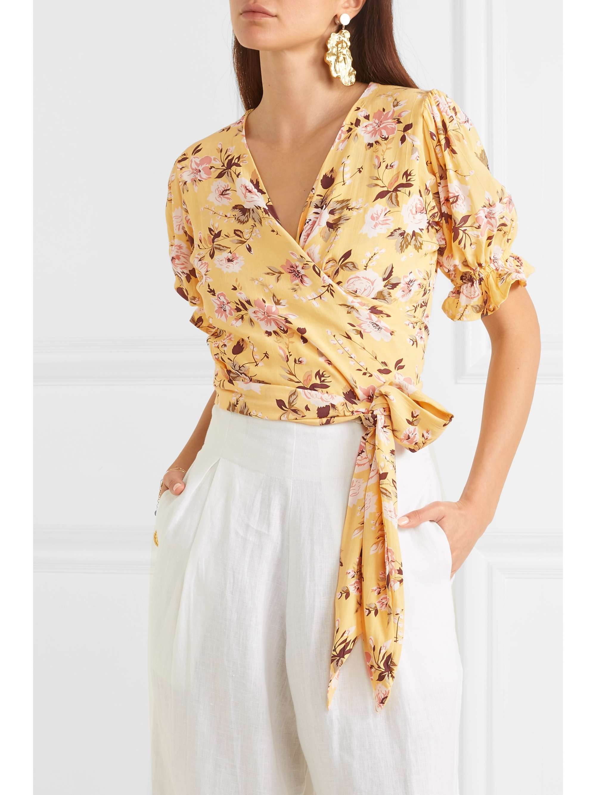 FAITHFULL Mali floral-print crepe wrap top