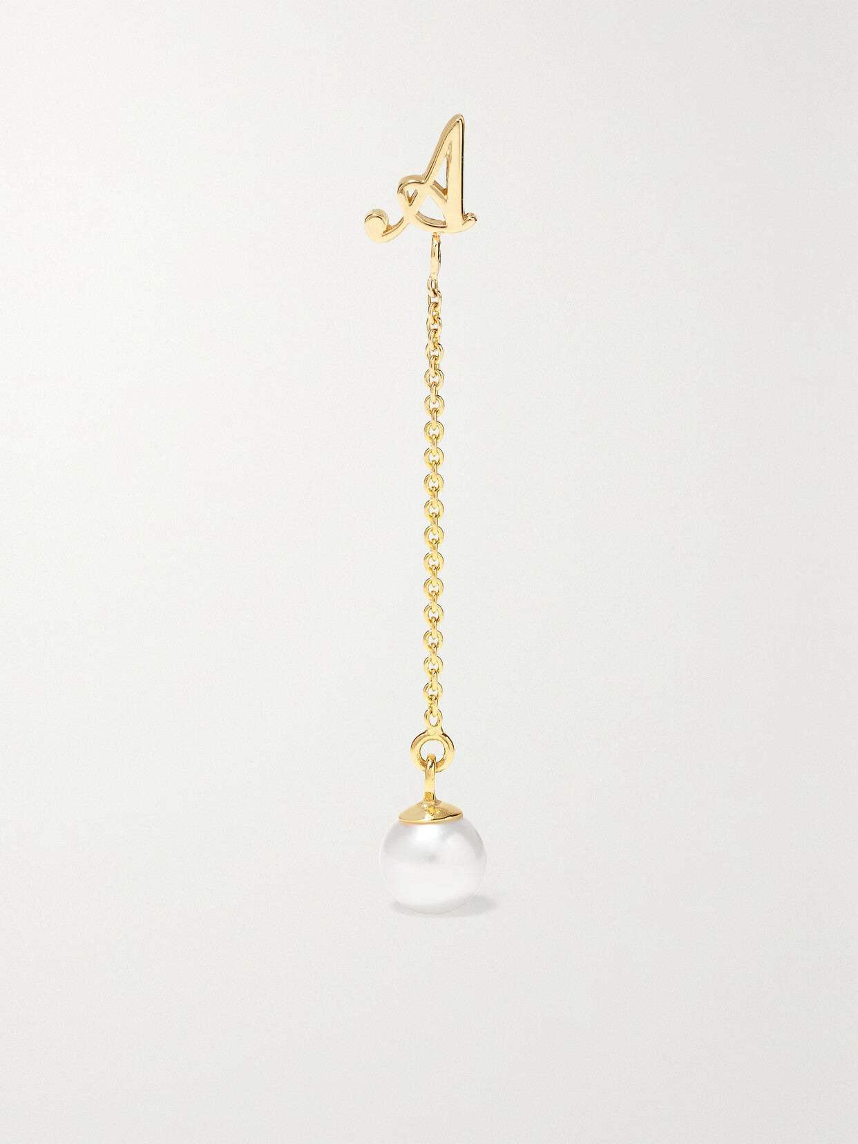 STONE AND STRAND Alphabet 14-karat Gold Pearl Single Earring - V
