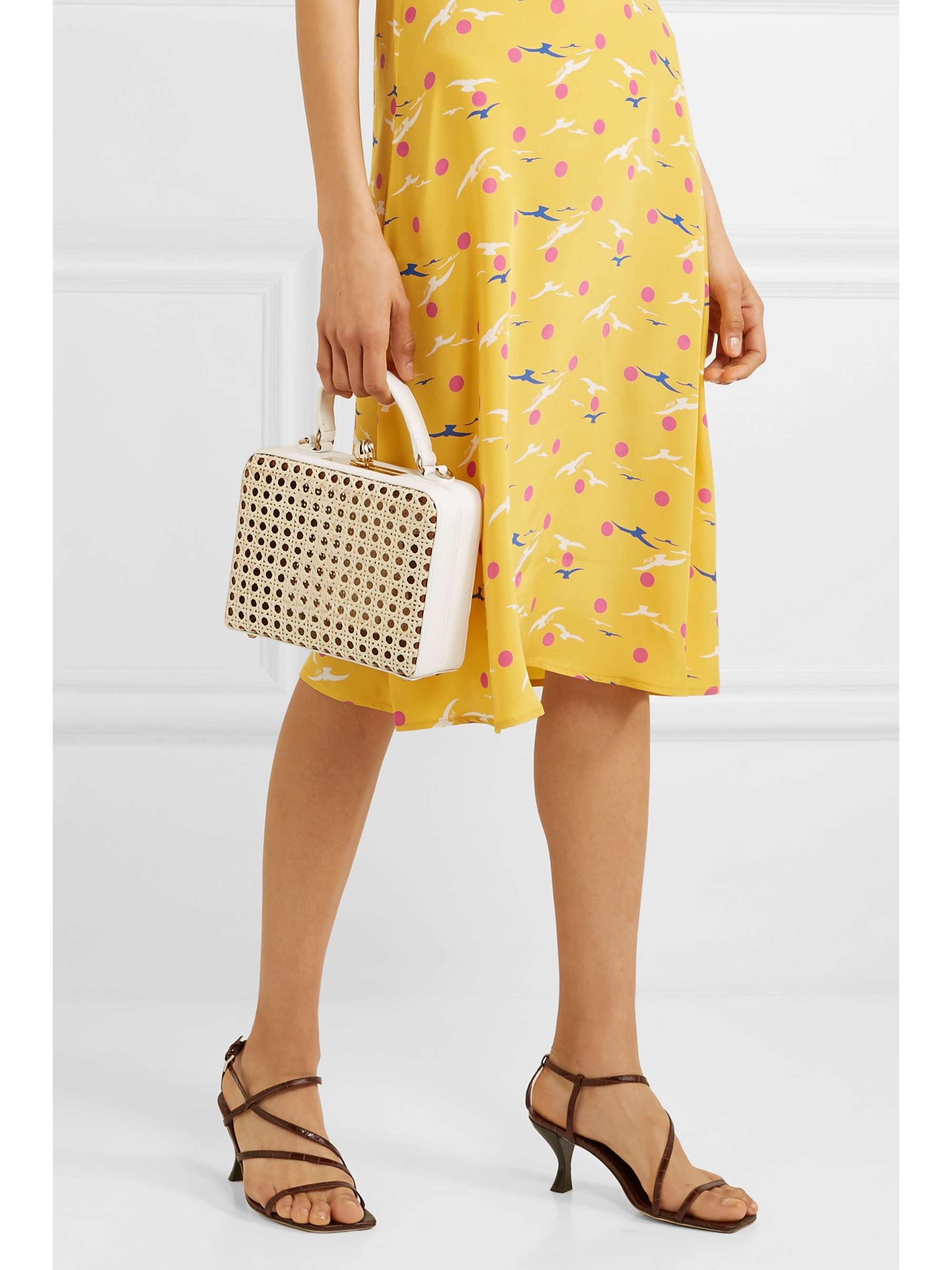 MEHRY MU Luna leather and rattan tote