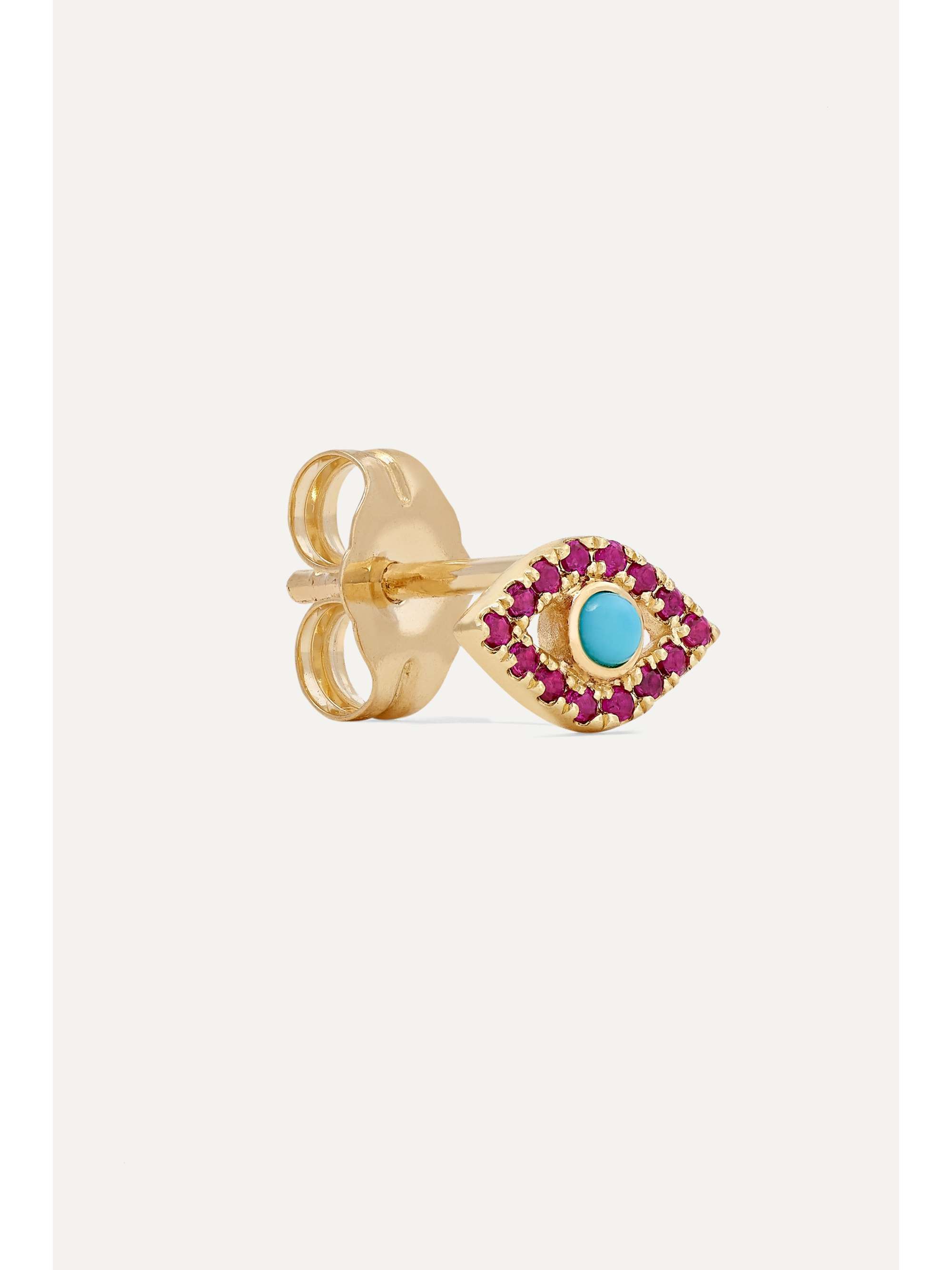 SYDNEY EVAN Small Evil Eye 14-karat gold, diamond and emerald earrings