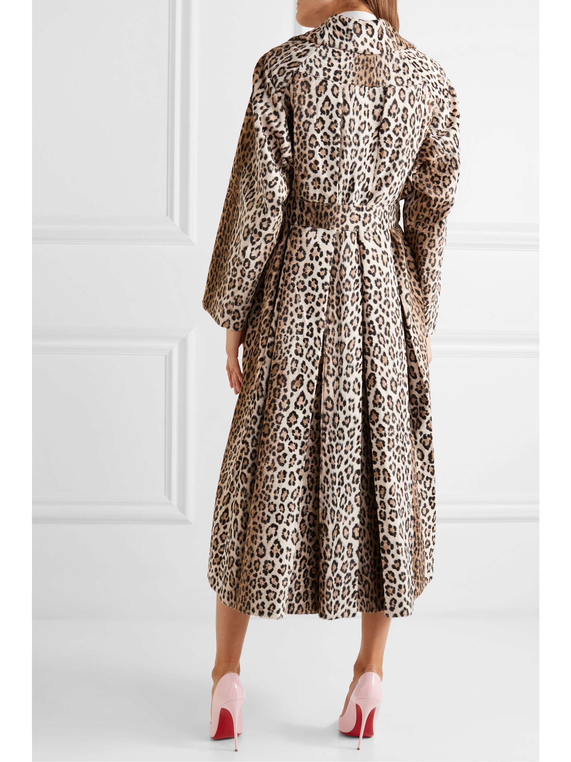 EMILIA WICKSTEAD Jill belted leopard-print cotton-blend faux fur coat