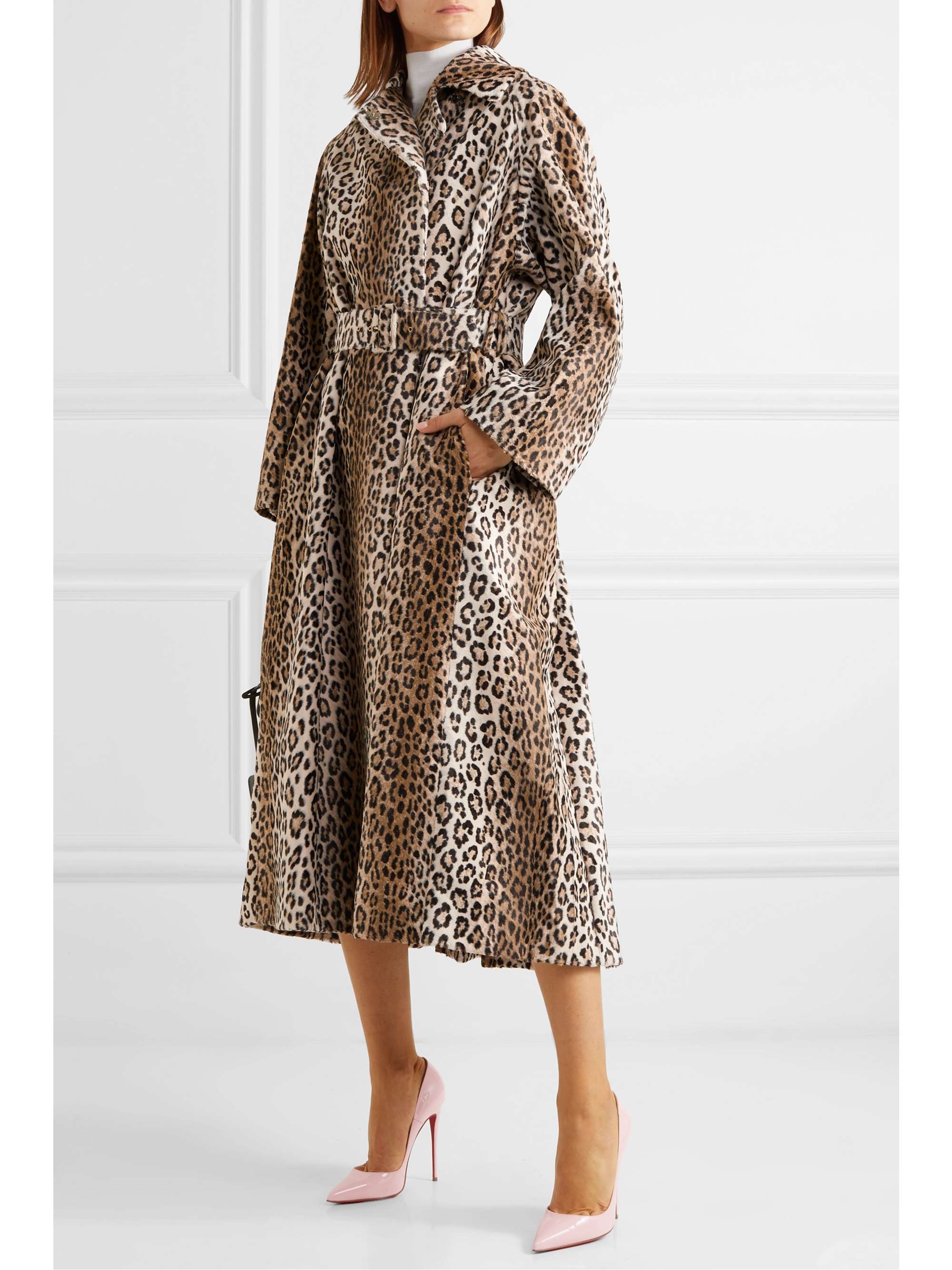 EMILIA WICKSTEAD Jill belted leopard-print cotton-blend faux fur coat
