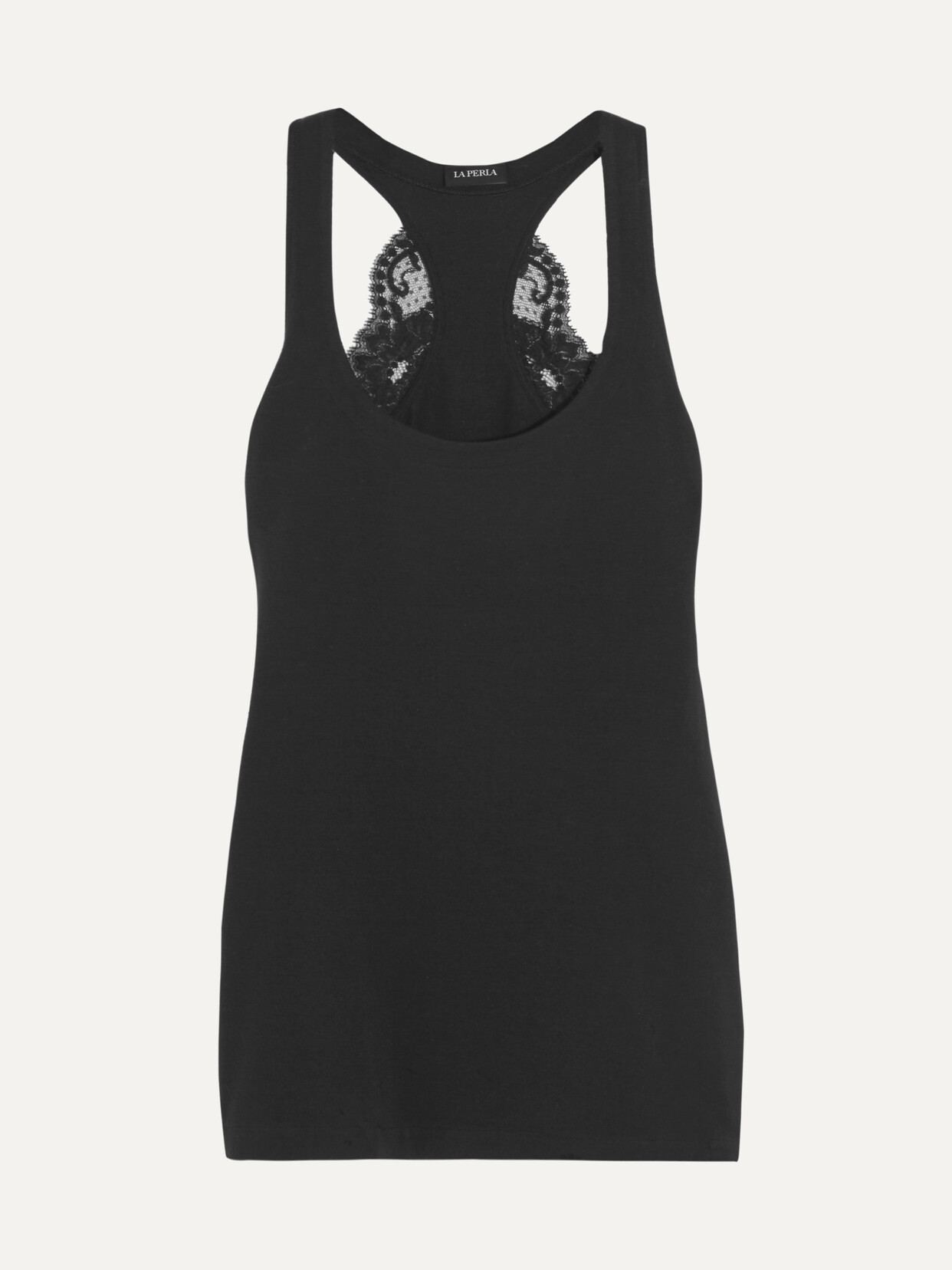 La Perla Souple Lace-trimmed Stretch-cotton Jersey Pajama Top - Black