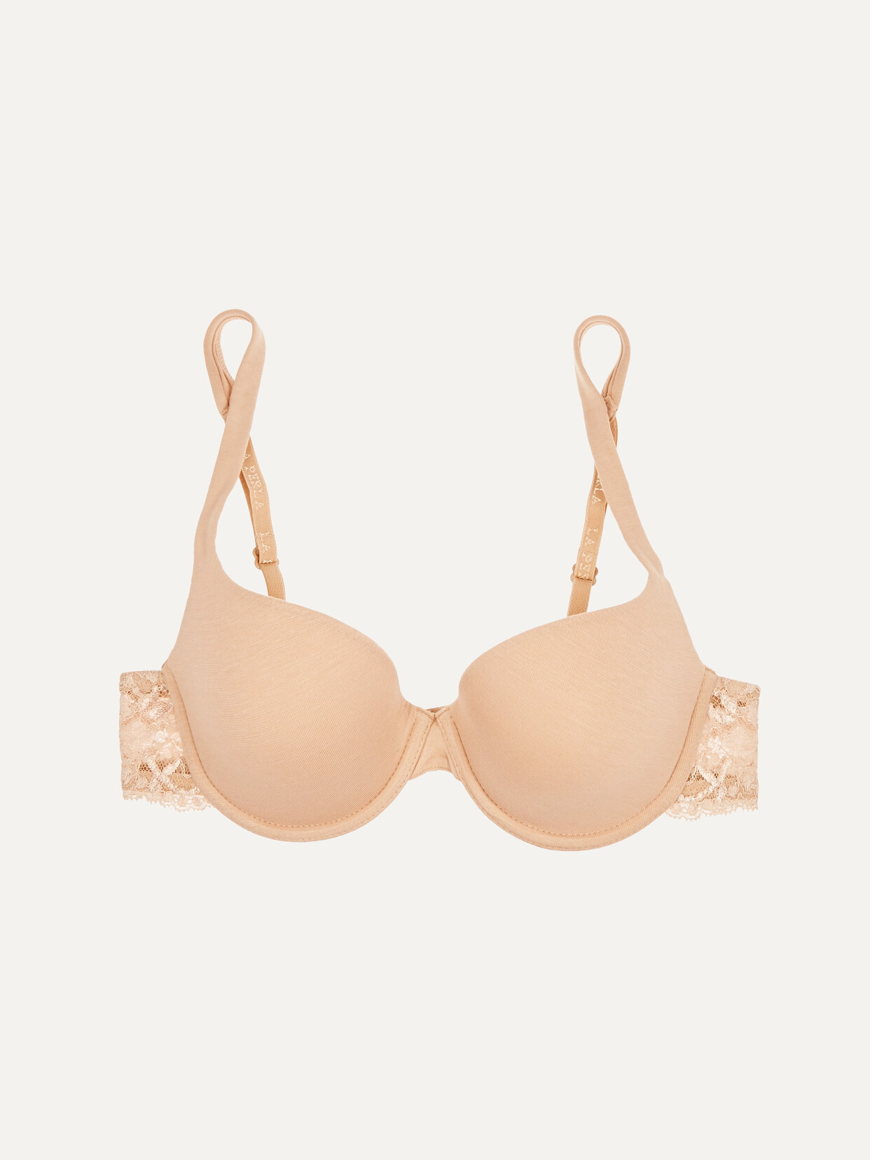 Shop La Perla Souple Lace-trimmed Stretch Cotton-blend Jersey Contour Bra In Beige