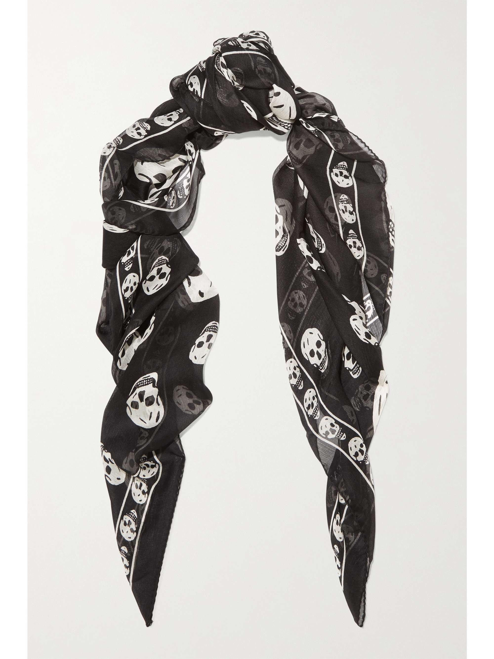 Black Printed silk-chiffon scarf ...