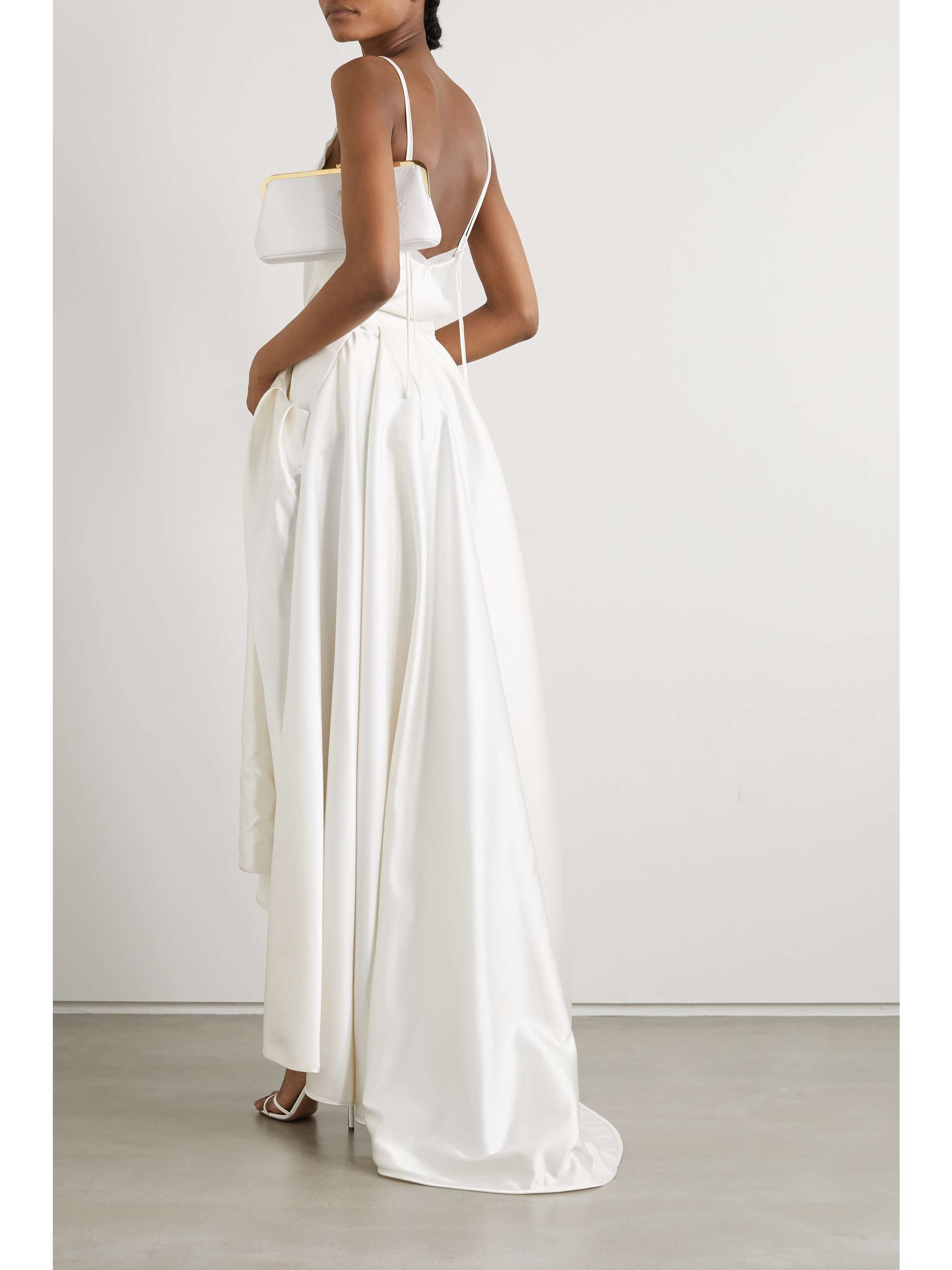 HALFPENNY LONDON Georgie pleated satin maxi skirt