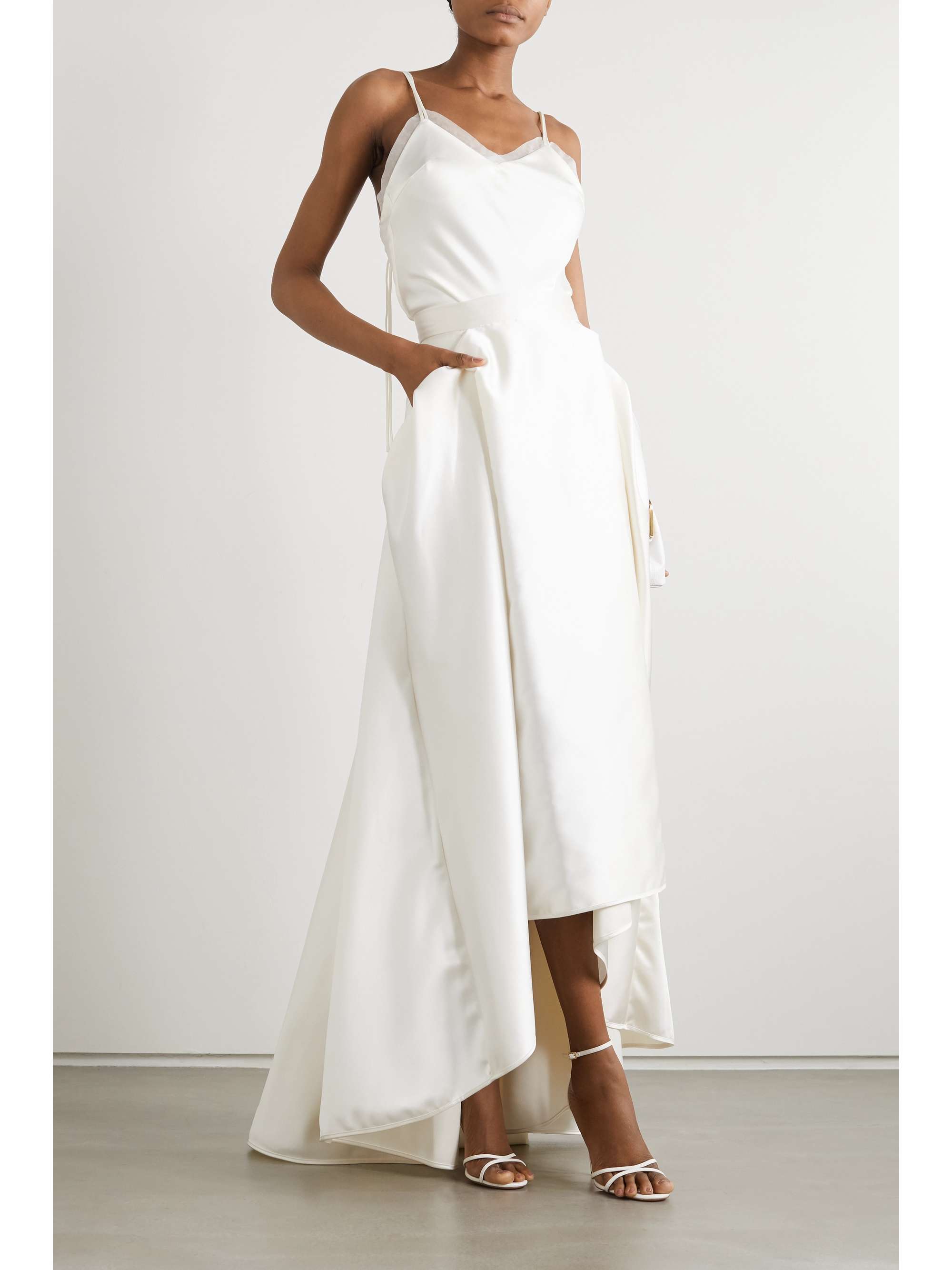 HALFPENNY LONDON Georgie pleated satin maxi skirt | NET-A-PORTER