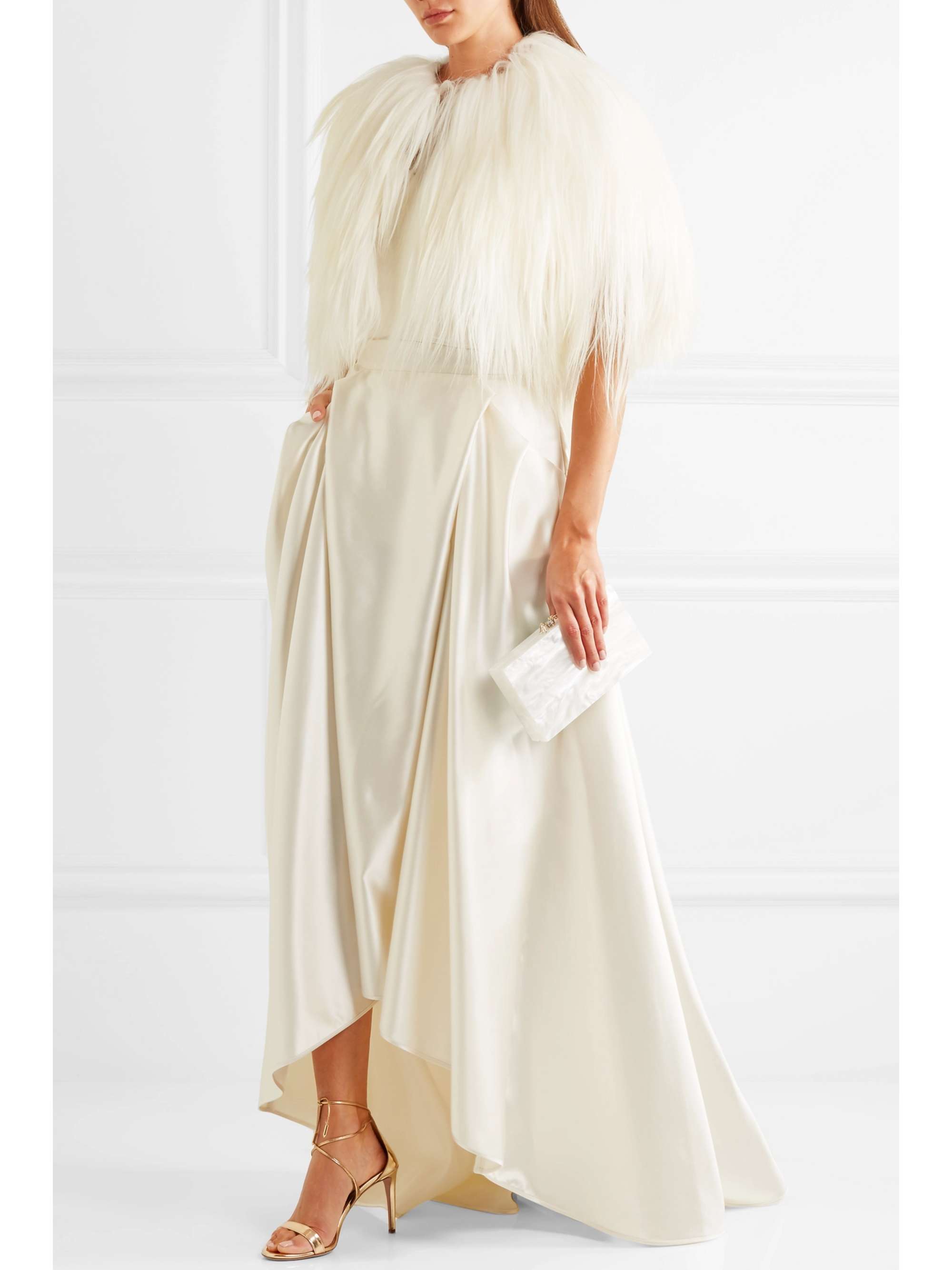 HALFPENNY LONDON Georgie pleated satin maxi skirt