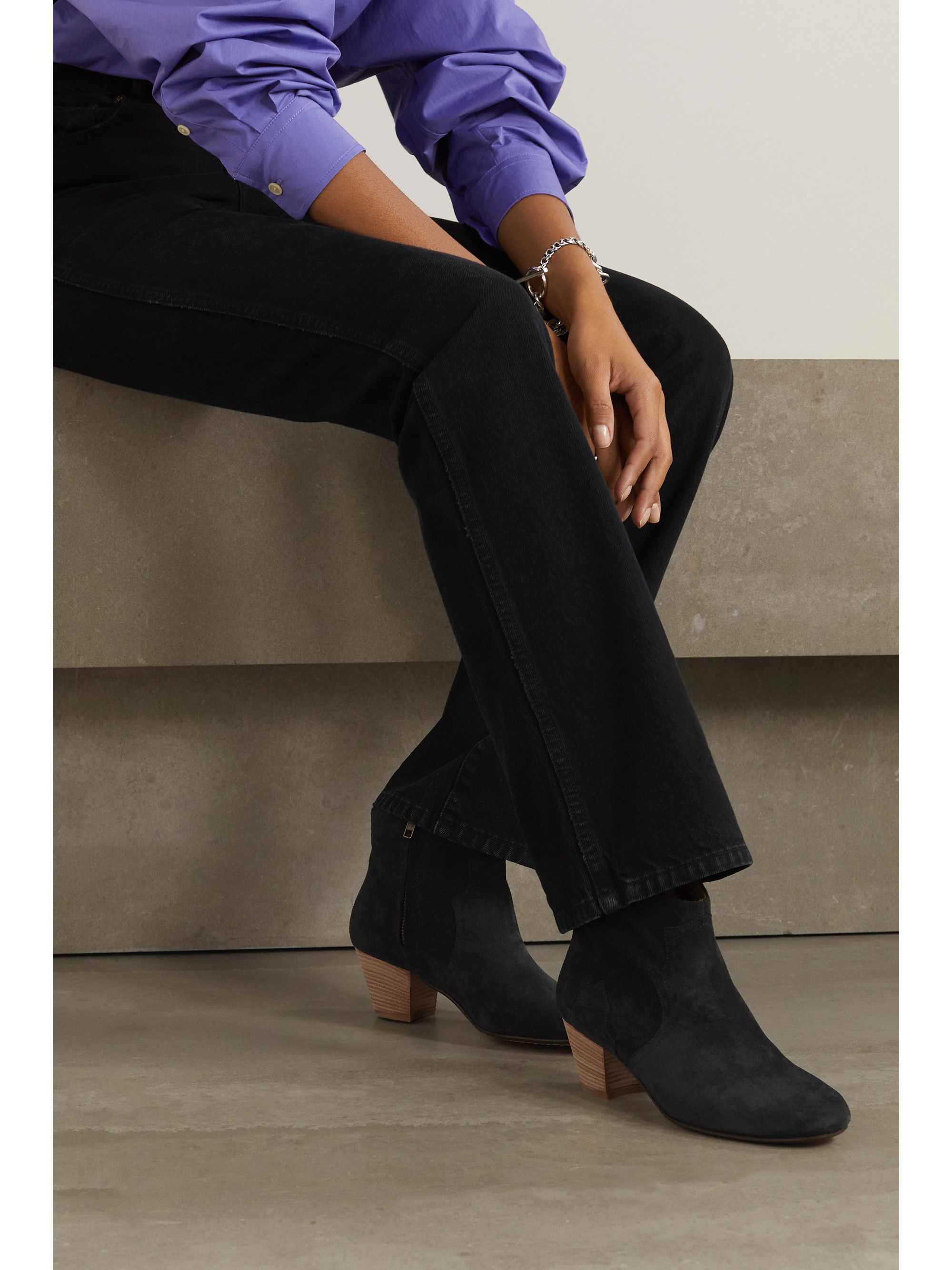 Isabel Marant Dicker suede cowboy boots thumbnail
