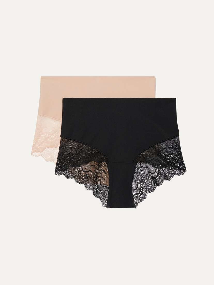 Spanx Undie-tectable Set Of Two Stretch-jersey And Lace Briefs