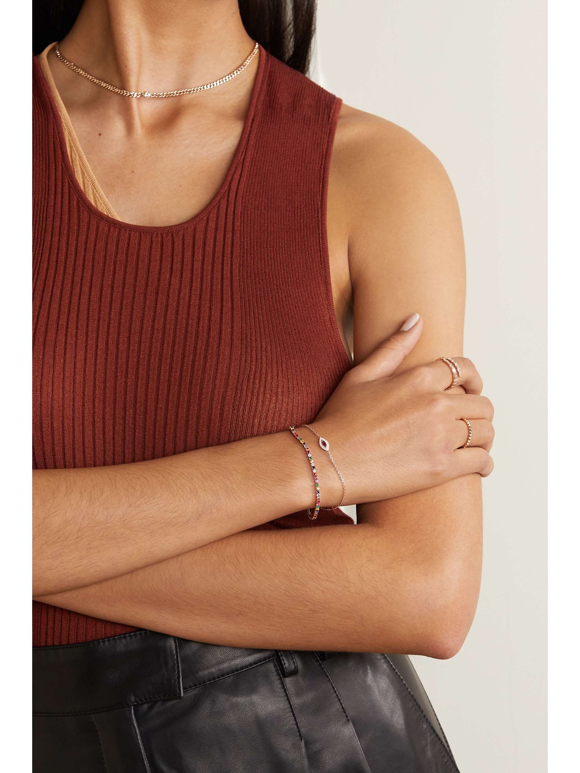 ANITA KO Hepburn 18-karat rose gold, sapphire and diamond bracelet