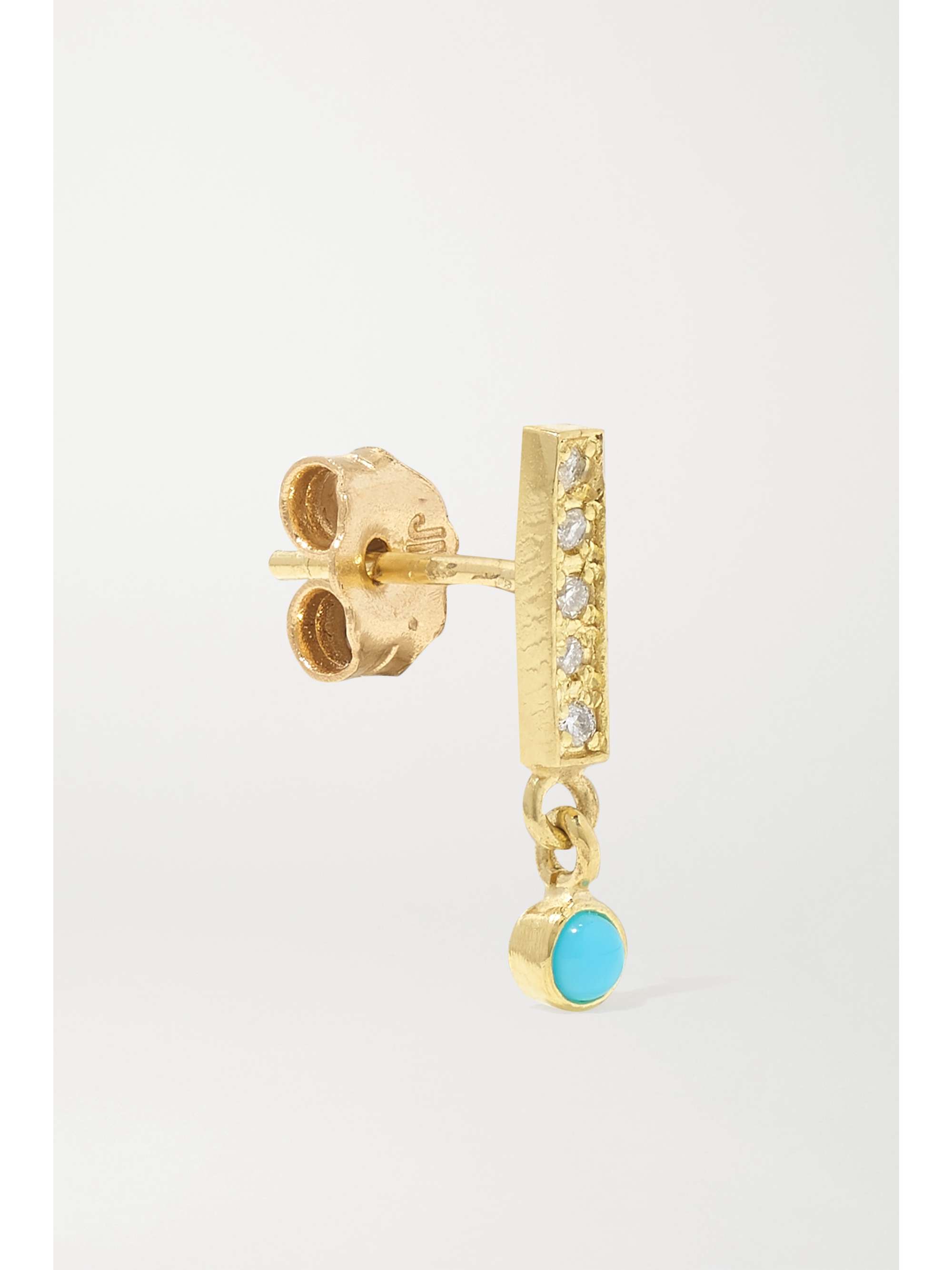 JENNIFER MEYER 18-karat gold, diamond and turquoise earrings
