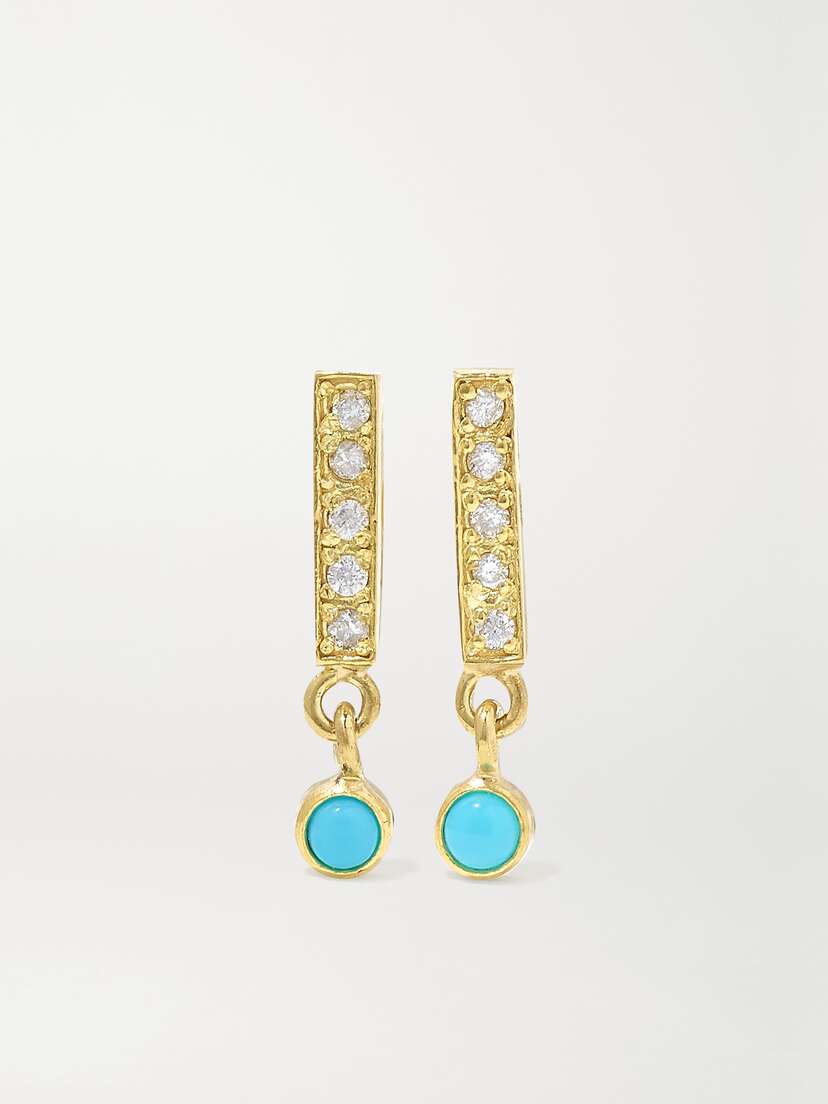 Jennifer Meyer 18-karat Gold, Diamond And Turquoise Earrings