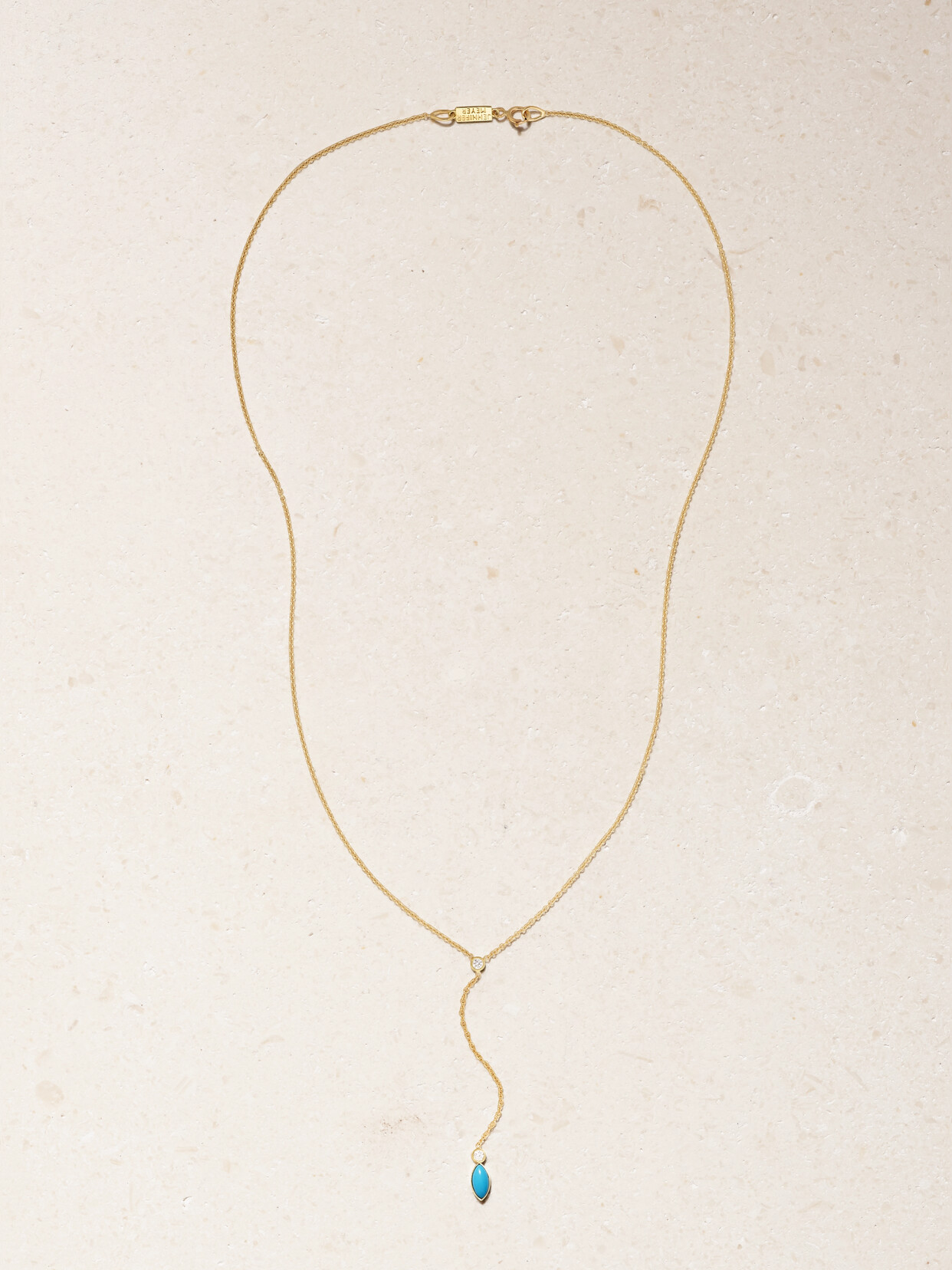 Shop Jennifer Meyer 18-karat Gold, Turquoise And Diamond Necklace