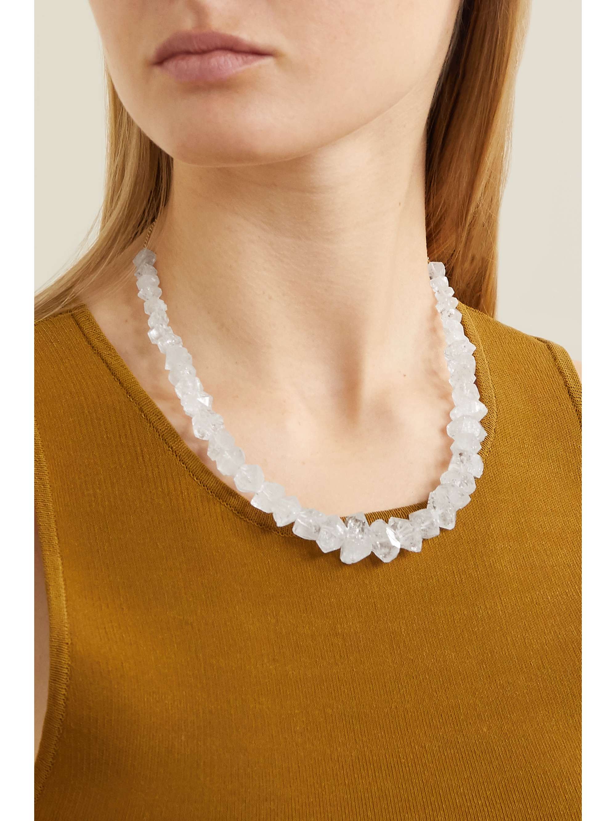 JACQUIE AICHE 14-karat gold quartz necklace
