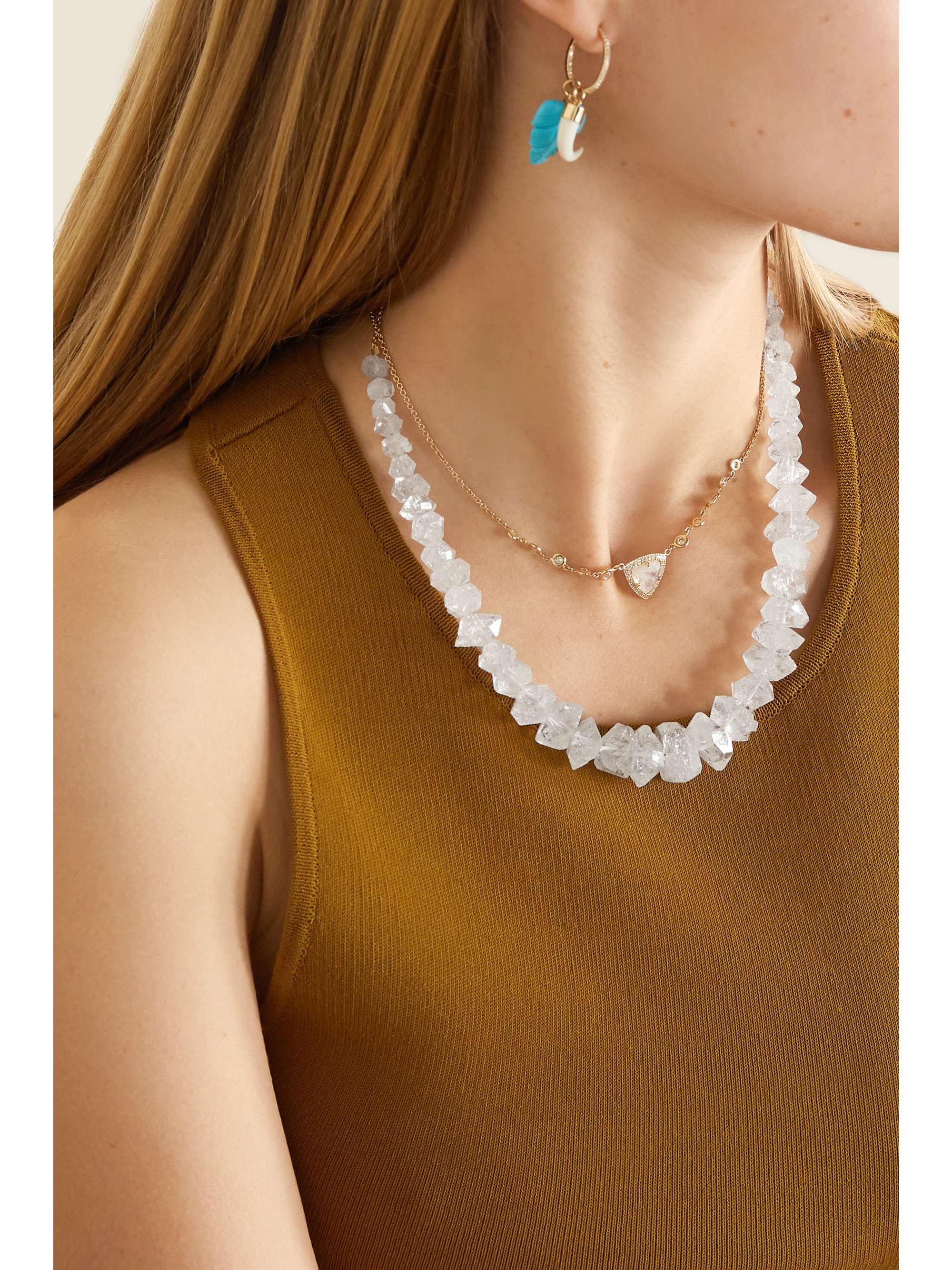 JACQUIE AICHE 14-karat gold quartz necklace