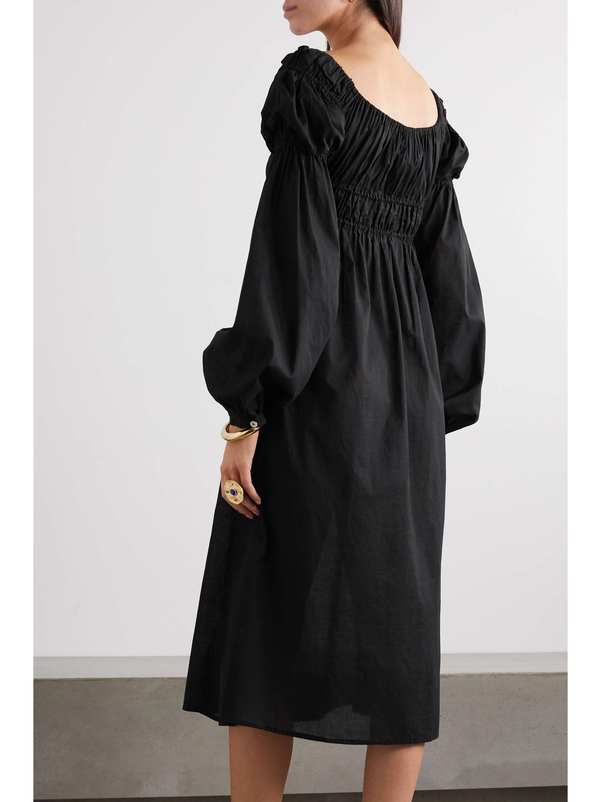 ÀCHEVAL PAMPA Antonia off-the-shoulder striped cotton-blend twill midi dress