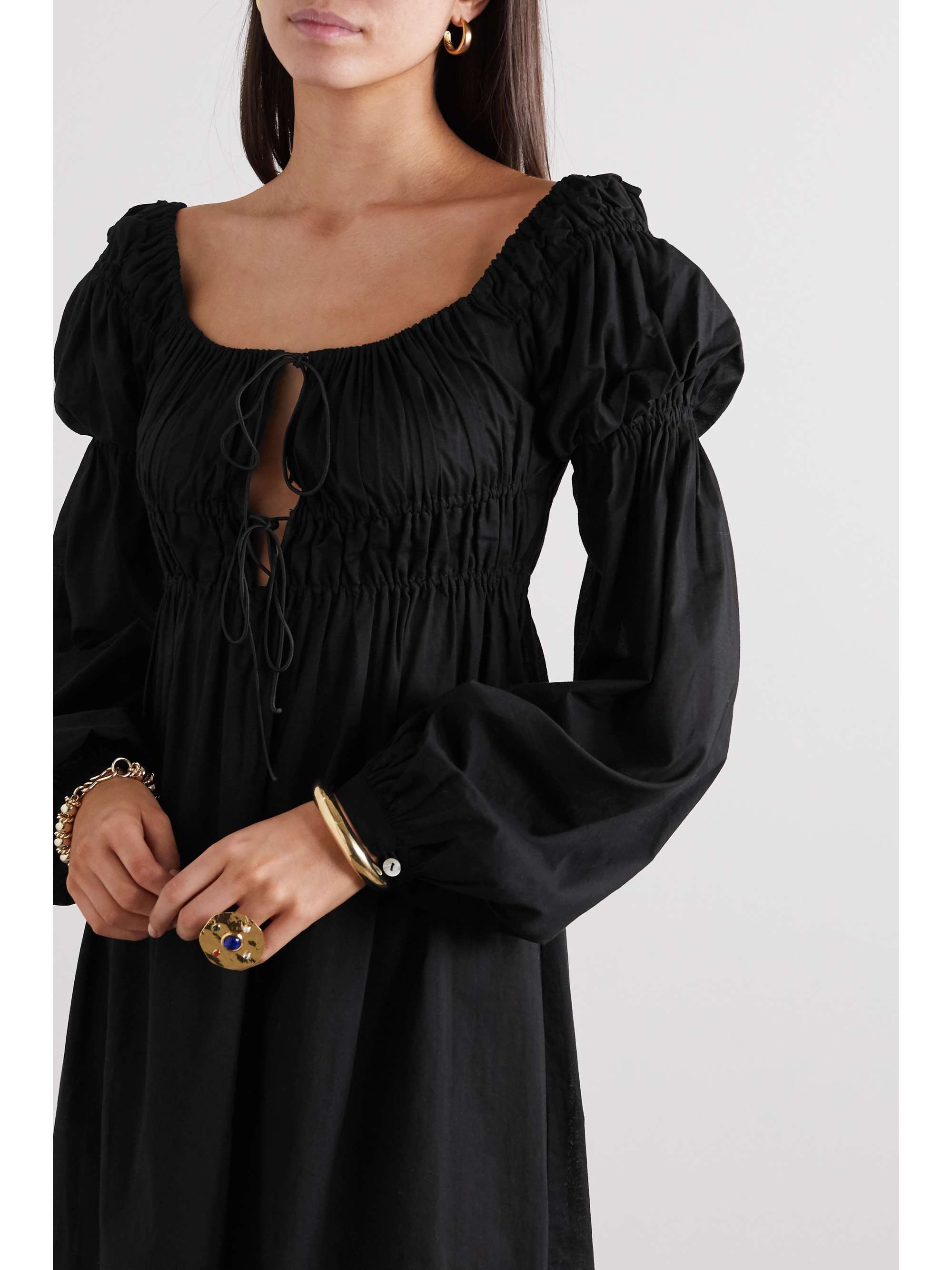 ÀCHEVAL PAMPA Antonia off-the-shoulder striped cotton-blend twill midi dress