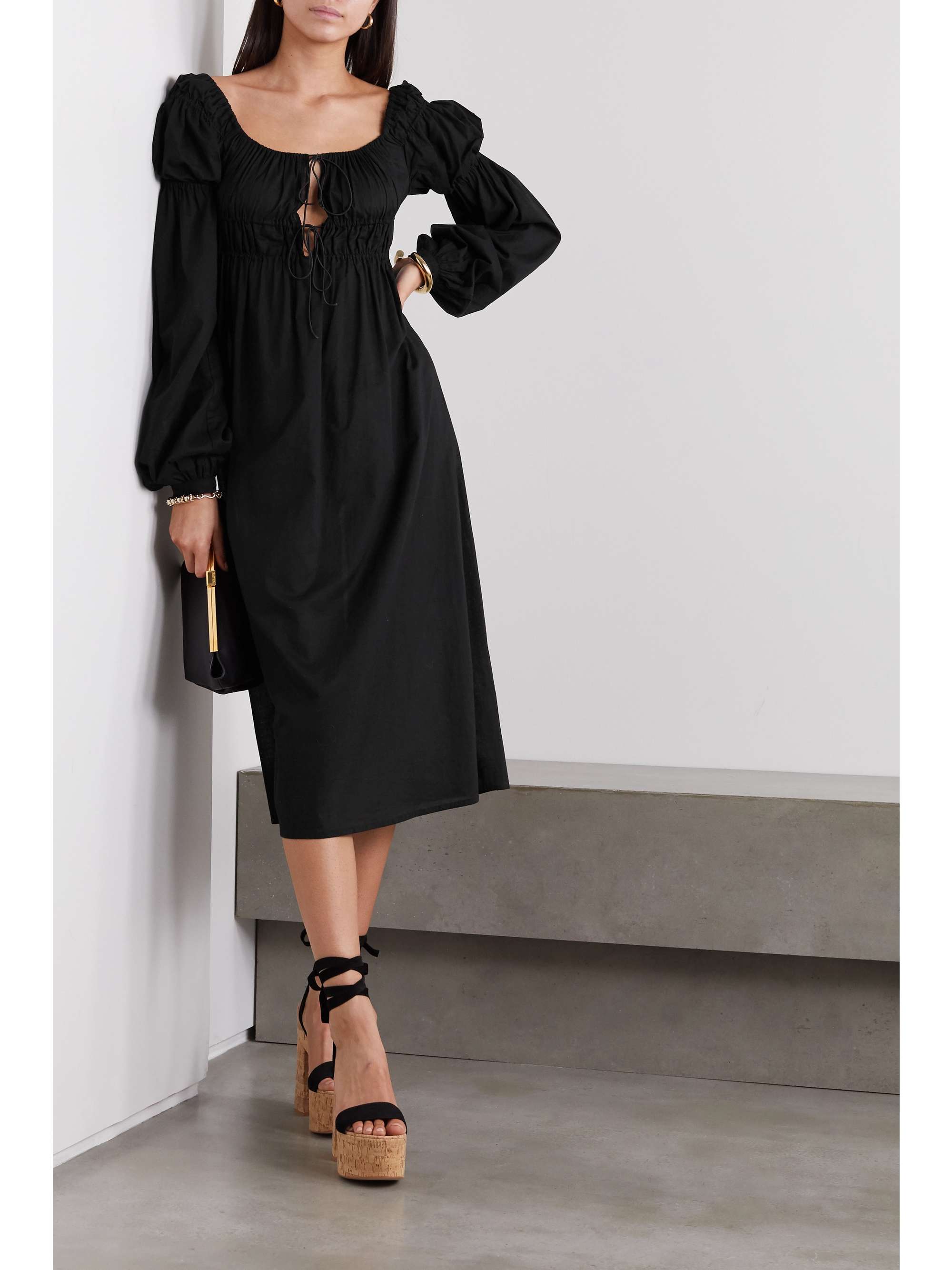 ÀCHEVAL PAMPA Antonia off-the-shoulder striped cotton-blend twill midi dress