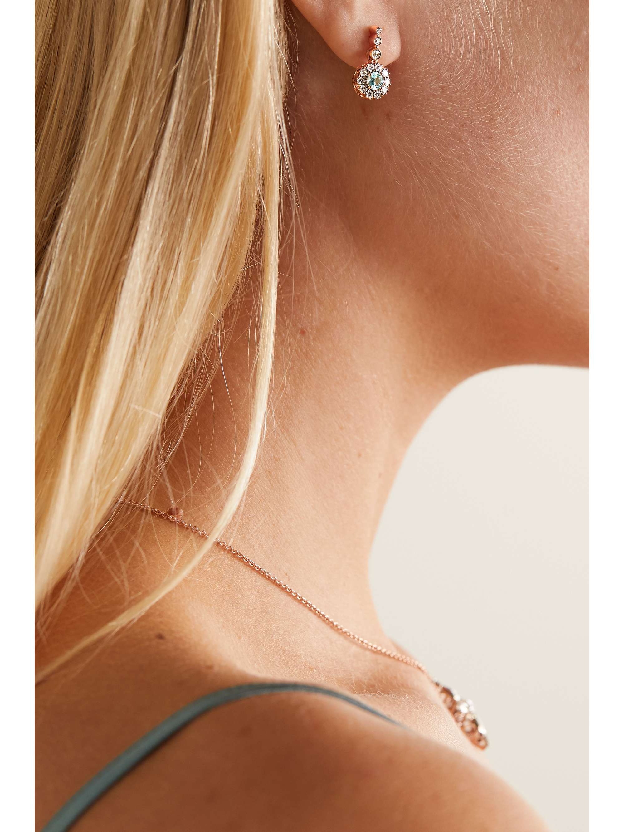 SELIM MOUZANNAR Beirut Basic 18-karat rose gold, paraiba and diamond earrings