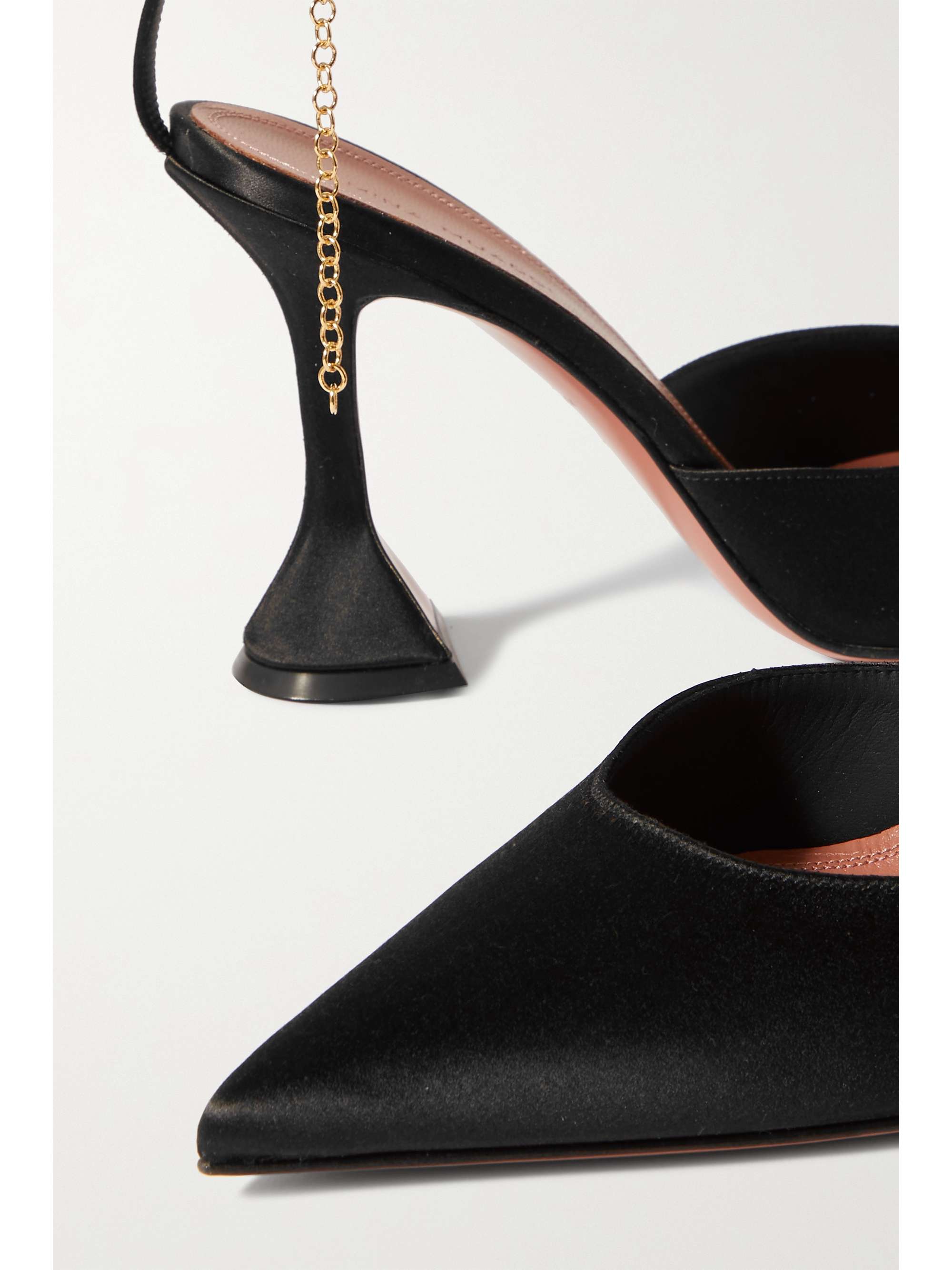 AMINA MUADDI Fiona chain-embellished satin mules