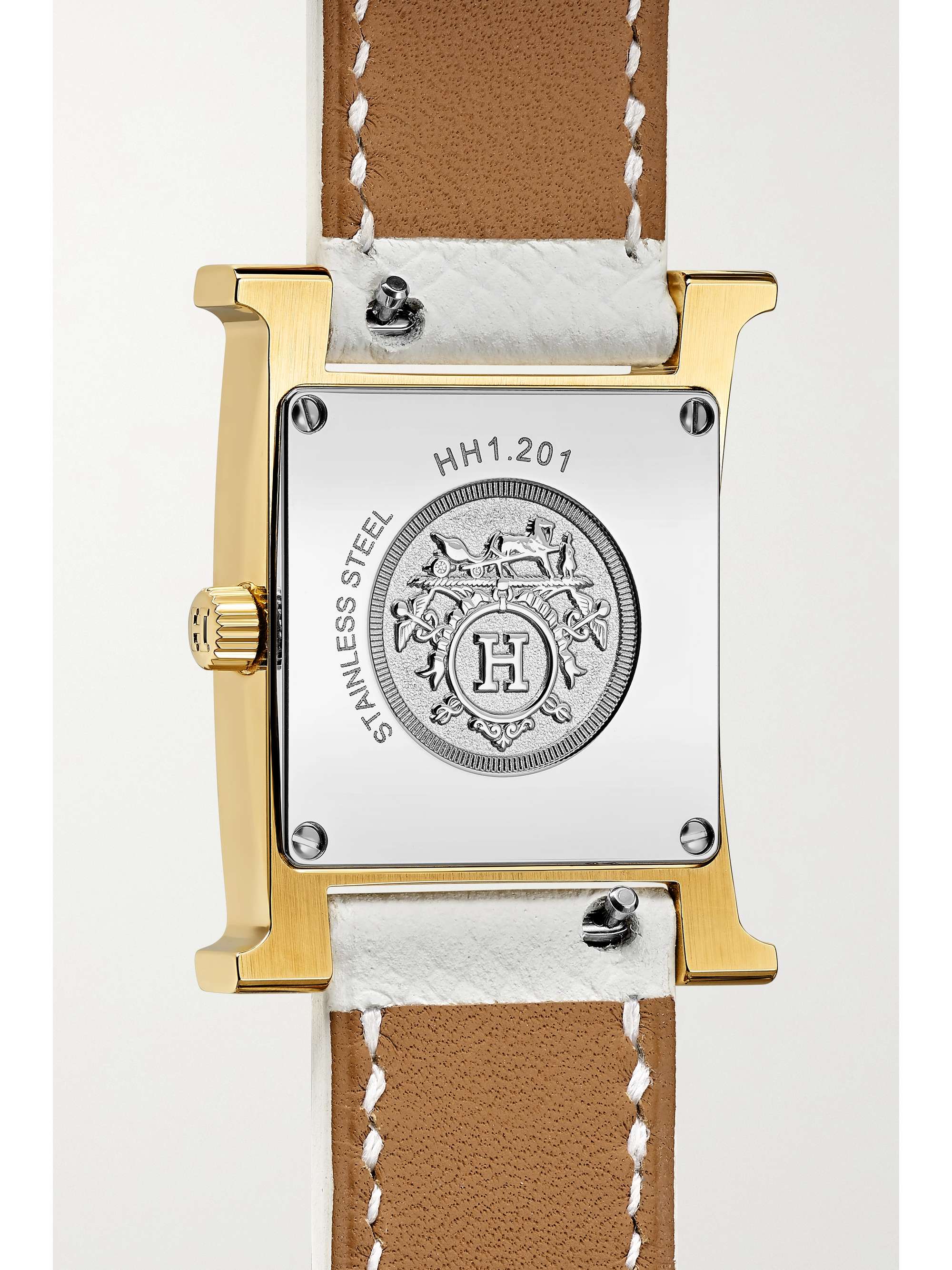 HERMÈS TIMEPIECES Heure H 21mm small gold-plated and textured-leather watch