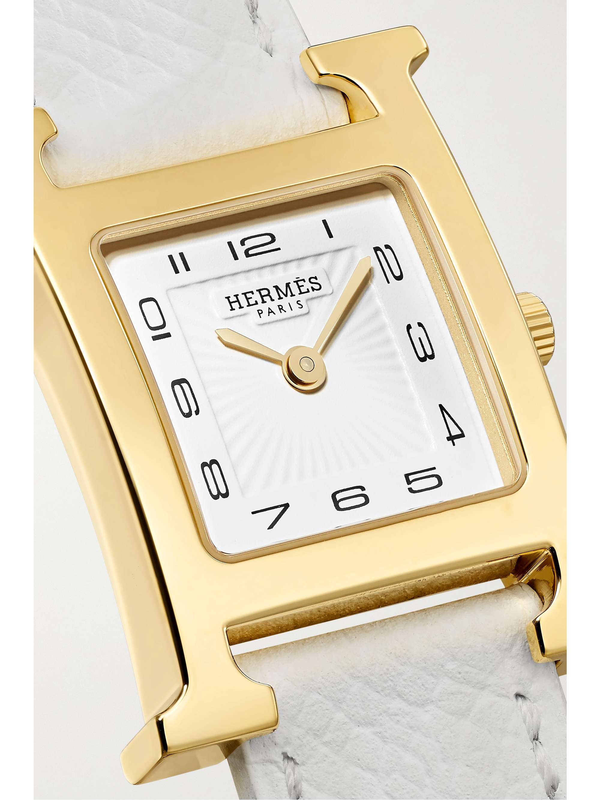 HERMÈS TIMEPIECES Heure H 21mm small gold-plated and textured-leather watch