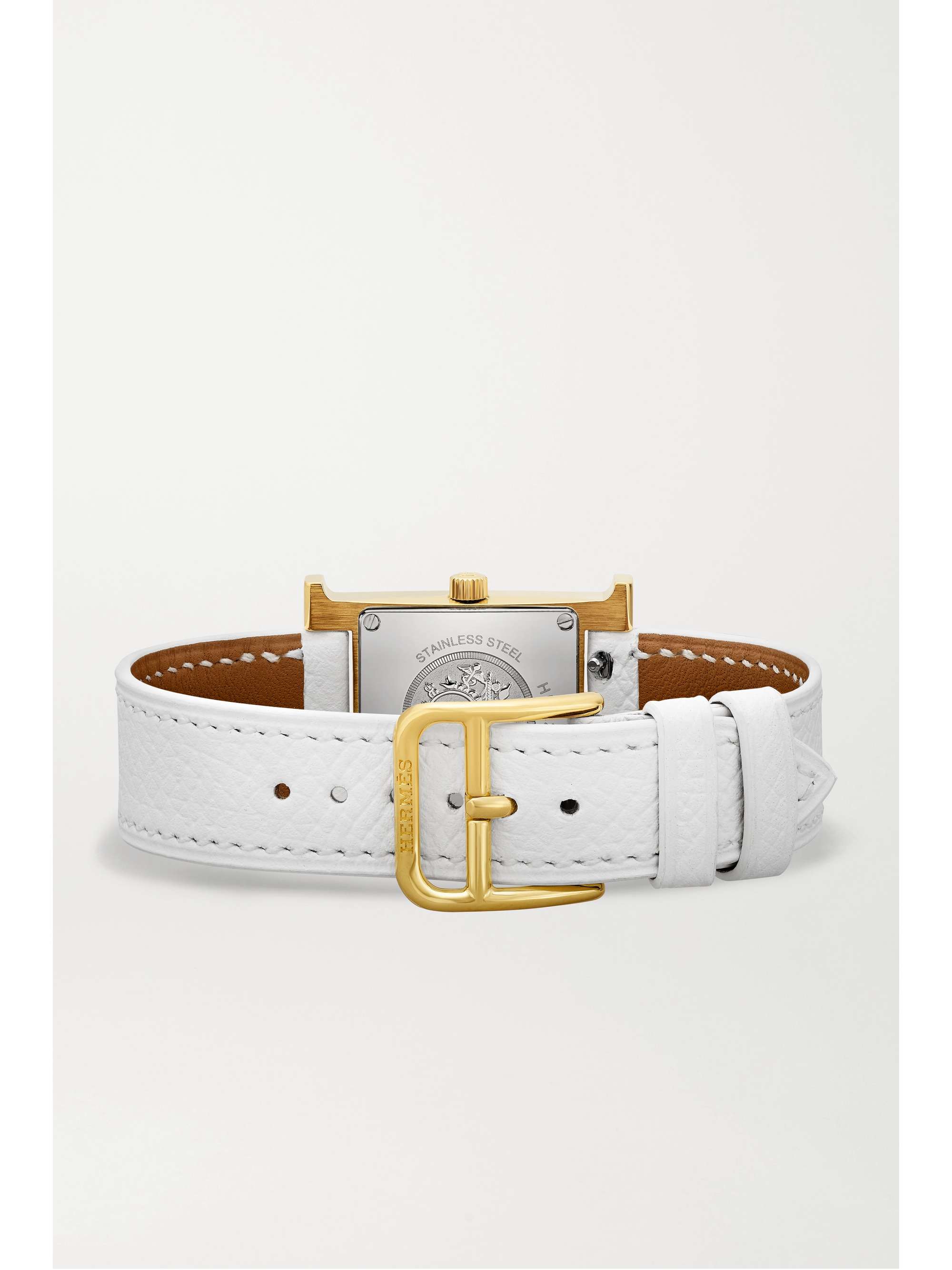 HERMÈS TIMEPIECES Heure H 21mm small gold-plated and textured-leather watch