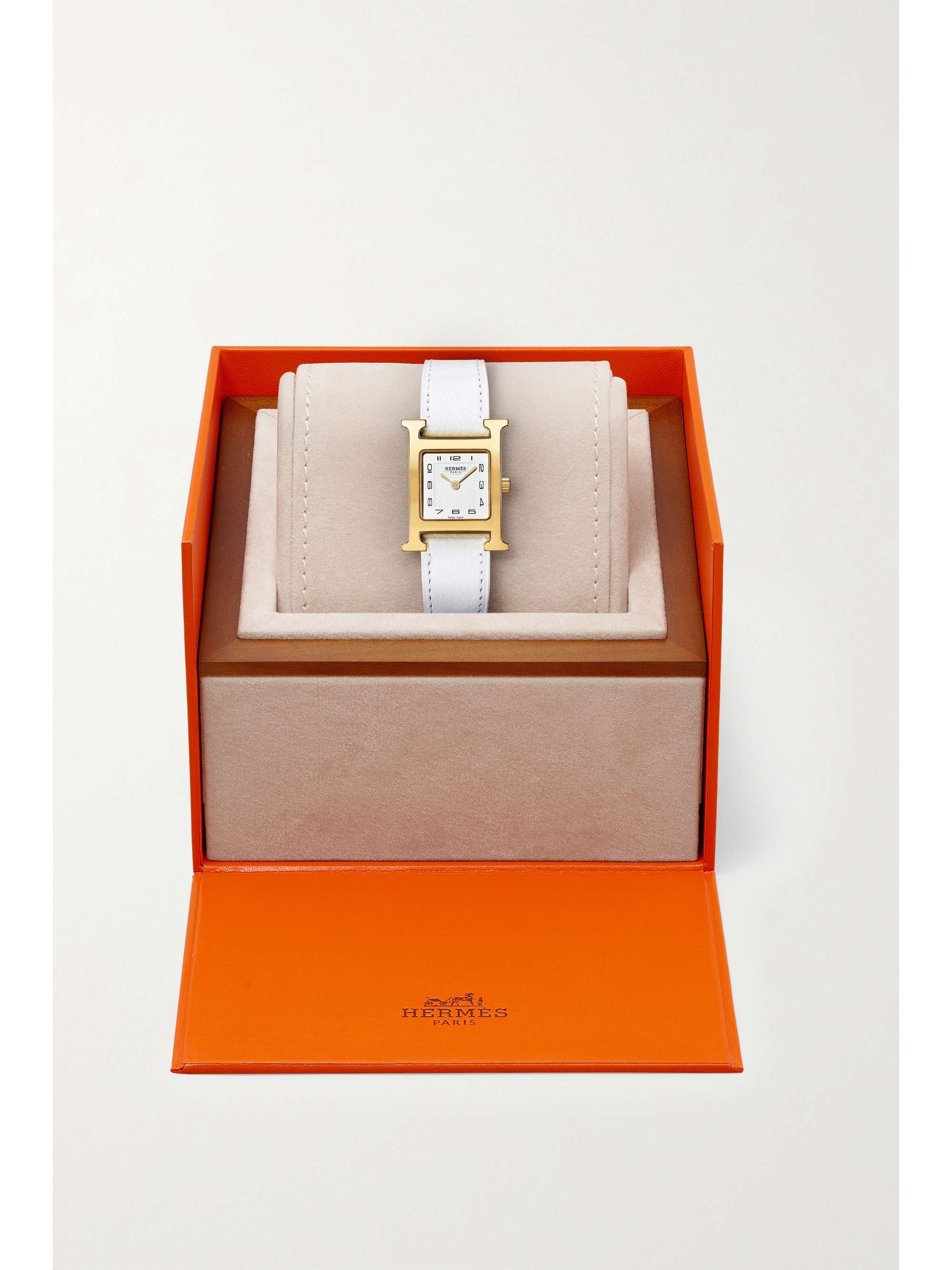 HERMÈS TIMEPIECES Heure H 21mm small gold-plated and textured-leather watch